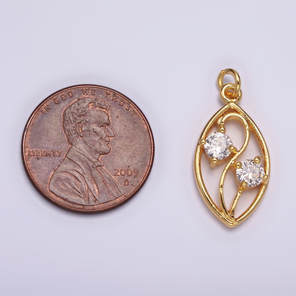 24K Gold Filled Double Clear CZ Curved Open Sphere Charm | AC872