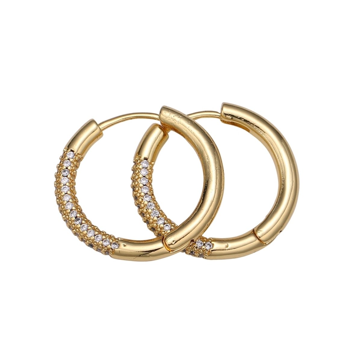 24k Gold Filled Earring Colorful CZ Pave Gold Hoop Earring, Blue, Clear, Green, Purple Hoop Earring for Everyday Wear Q-396 - Q-403