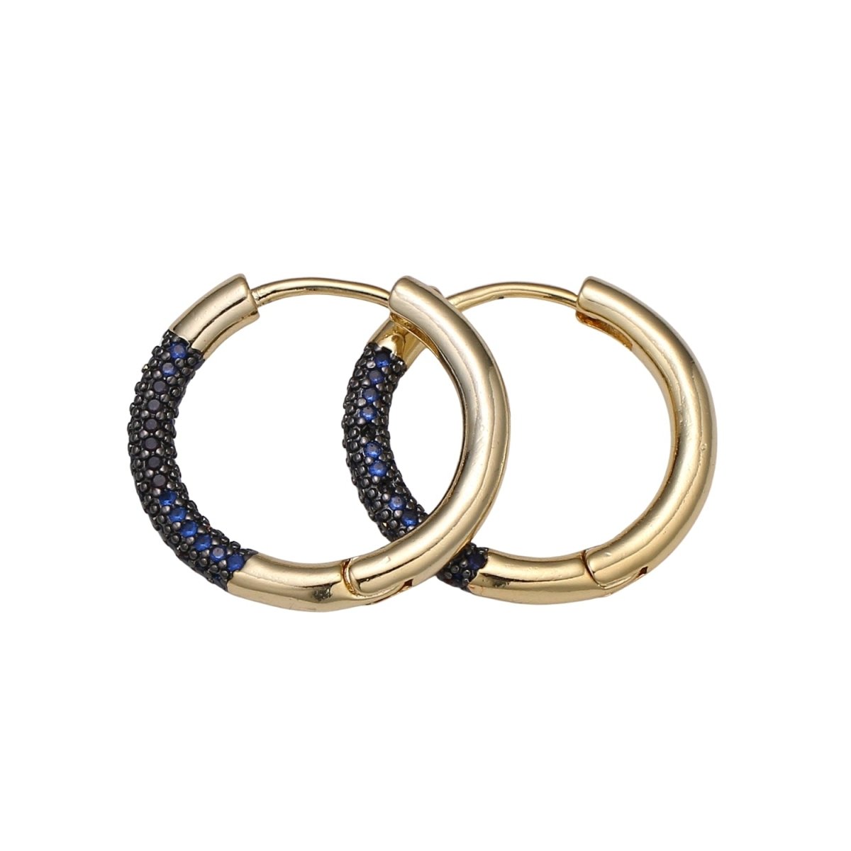 24k Gold Filled Earring Colorful CZ Pave Gold Hoop Earring, Blue, Clear, Green, Purple Hoop Earring for Everyday Wear Q-396 - Q-403