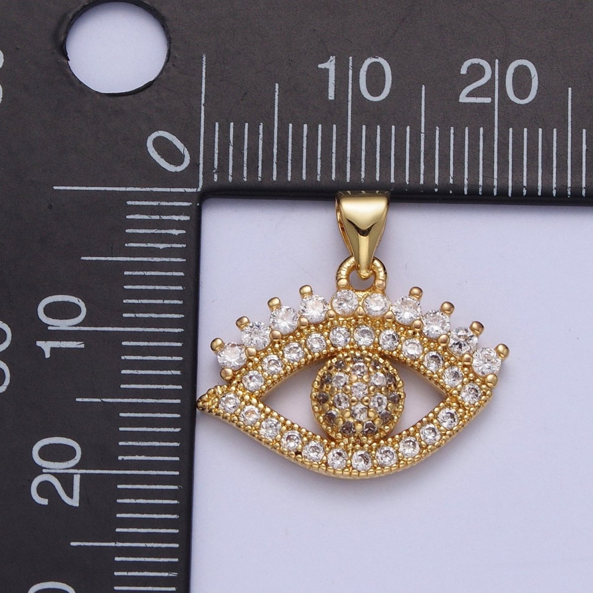 24k Gold Filled Eye Pendant Micro Pave Eye Charm X-406