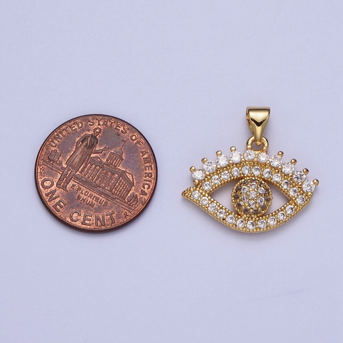 24k Gold Filled Eye Pendant Micro Pave Eye Charm X-406