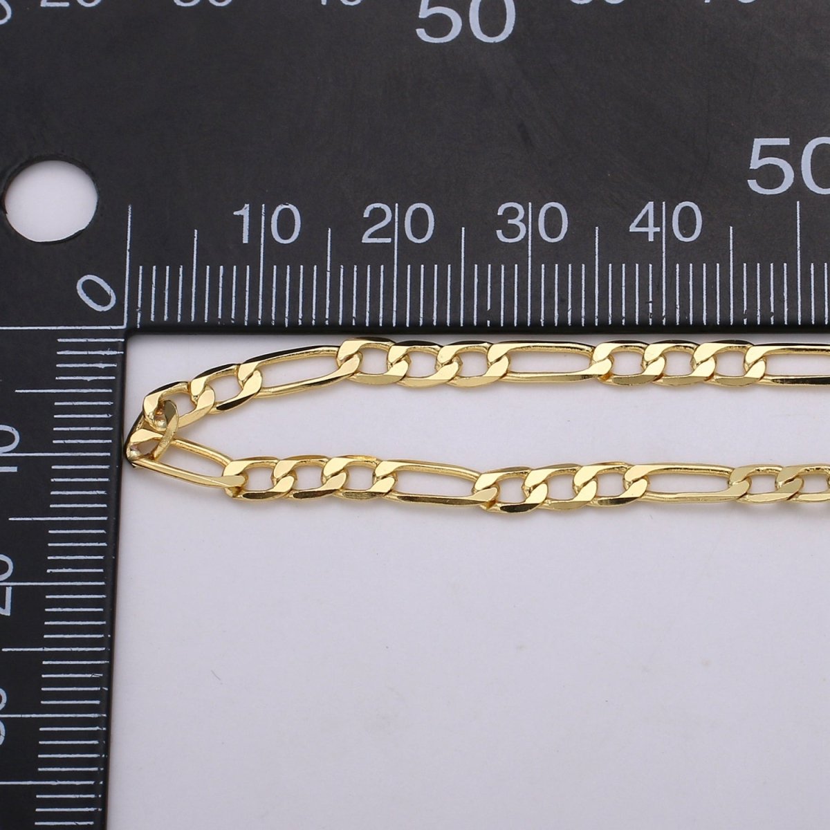 24K Gold Filled Figaro Chain By Yard, 3.8mm Wide Figaro Curb Linked Chain by Yard, Wholesale Roll Chain, For DIY Craft | ROLL-360