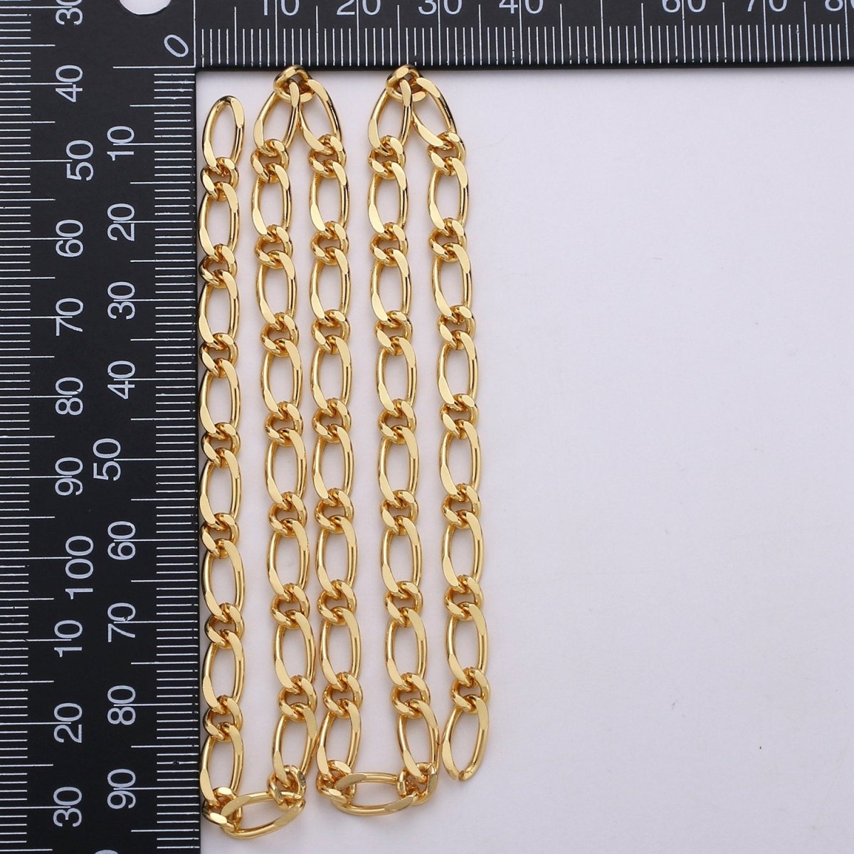 24K Gold Filled Figaro Chain by Yard, Gold Filled Cable Figaro Chain, Wholesale bulk Roll Chain for DIY Jewelry, Thickness 1mm | ROLL-276 Clearance Pricing