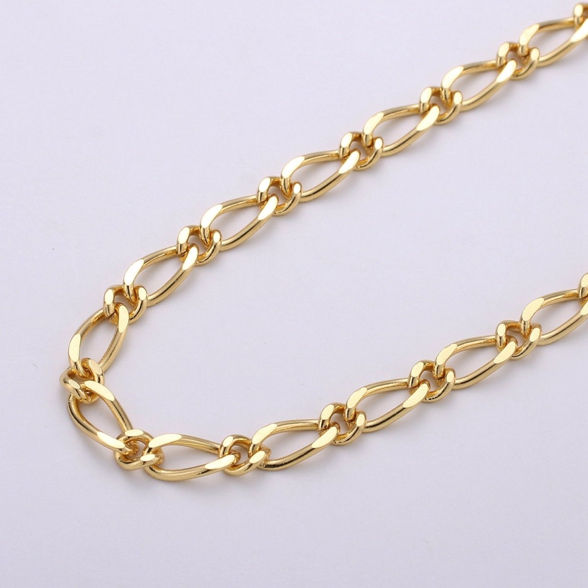 24K Gold Filled Figaro Chain by Yard, Gold Filled Cable Figaro Chain, Wholesale bulk Roll Chain for DIY Jewelry, Thickness 1mm | ROLL-276 Clearance Pricing