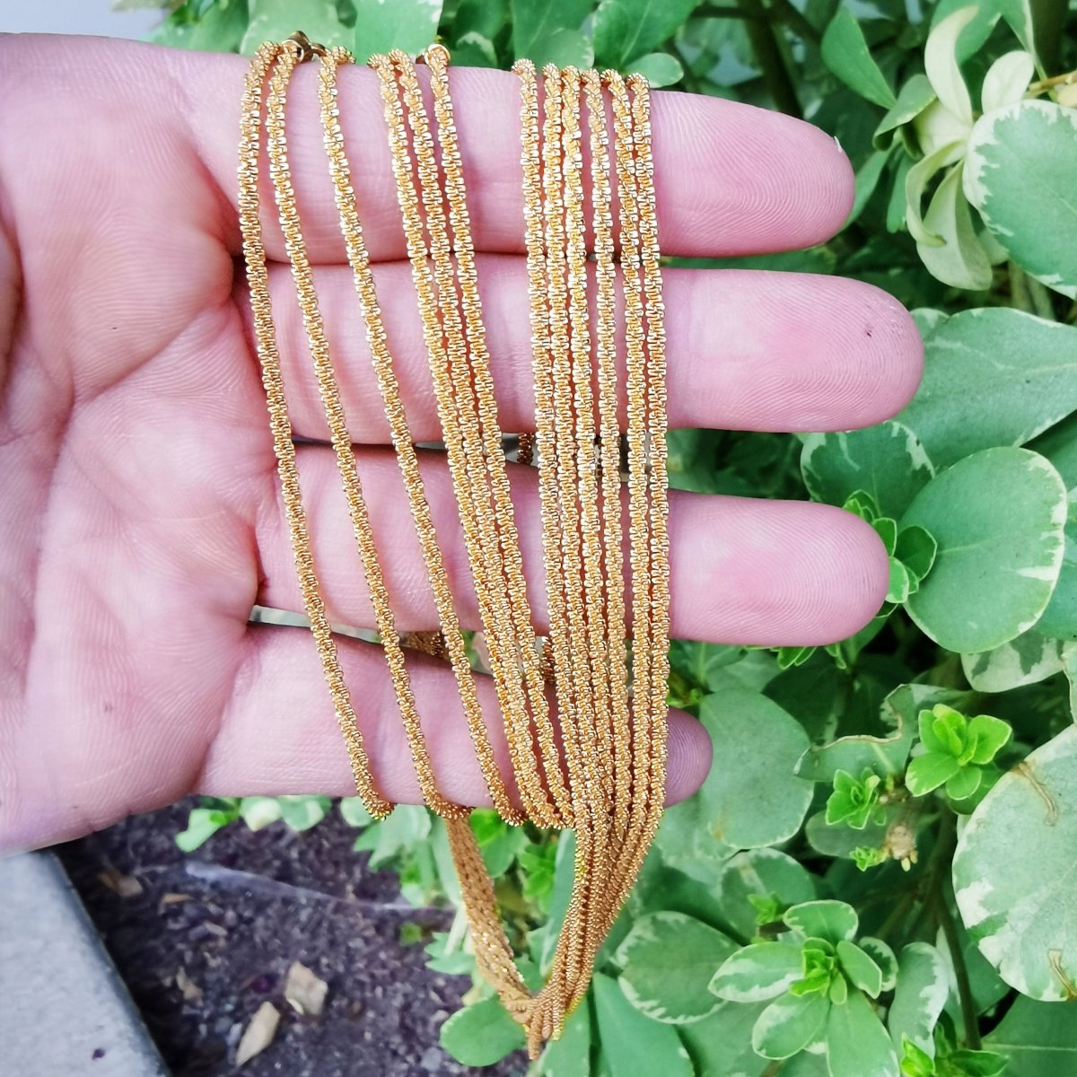 24K Gold Filled Finished Wheat Chain For Necklace Making, 23.9 inch Foxtail Chain Necklace, Dainty 1.9mm Foxtail Necklace w/ Lobster Clasps | CN-815  Clearance Pricing