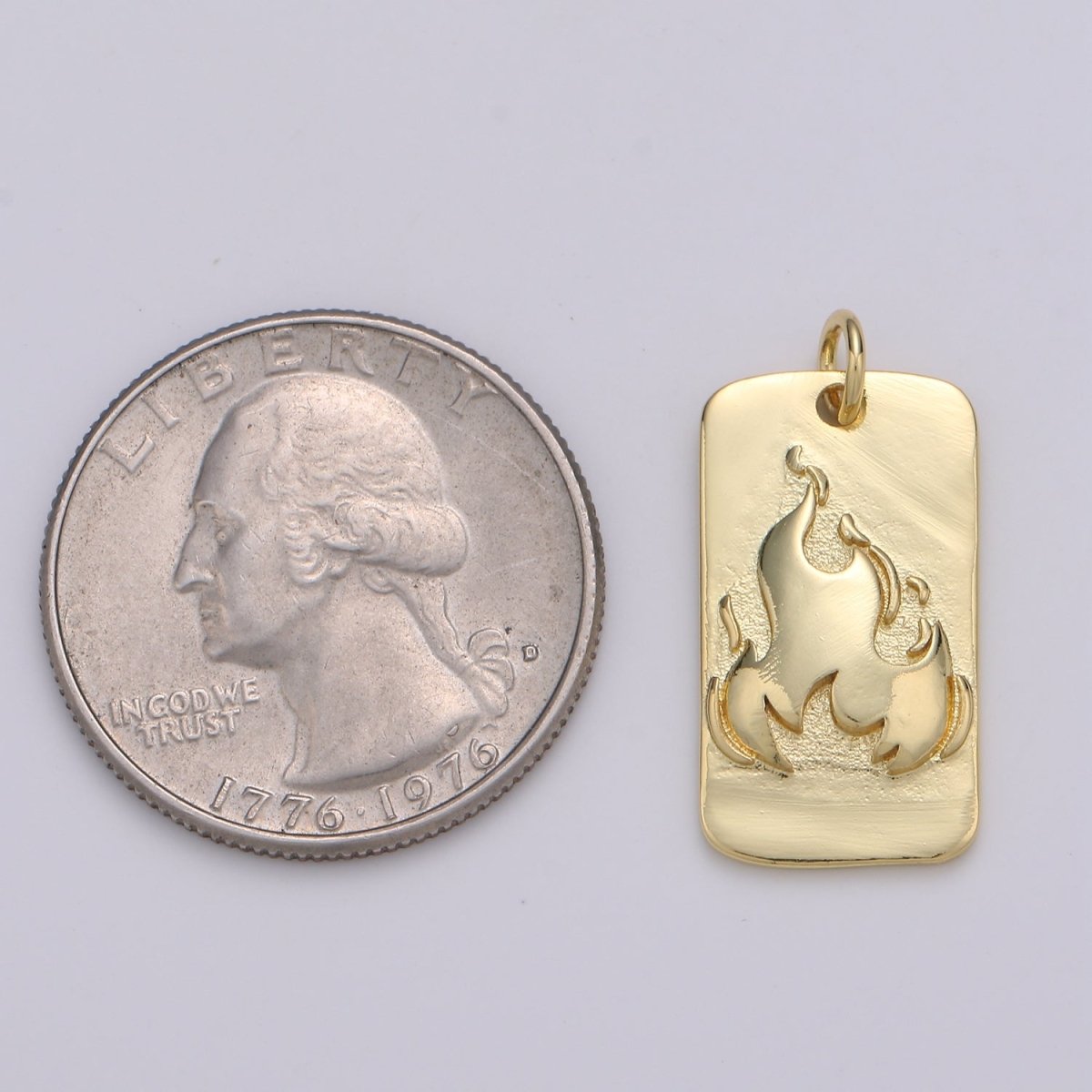 24K Gold Filled Fire Rectangle Charm D-926