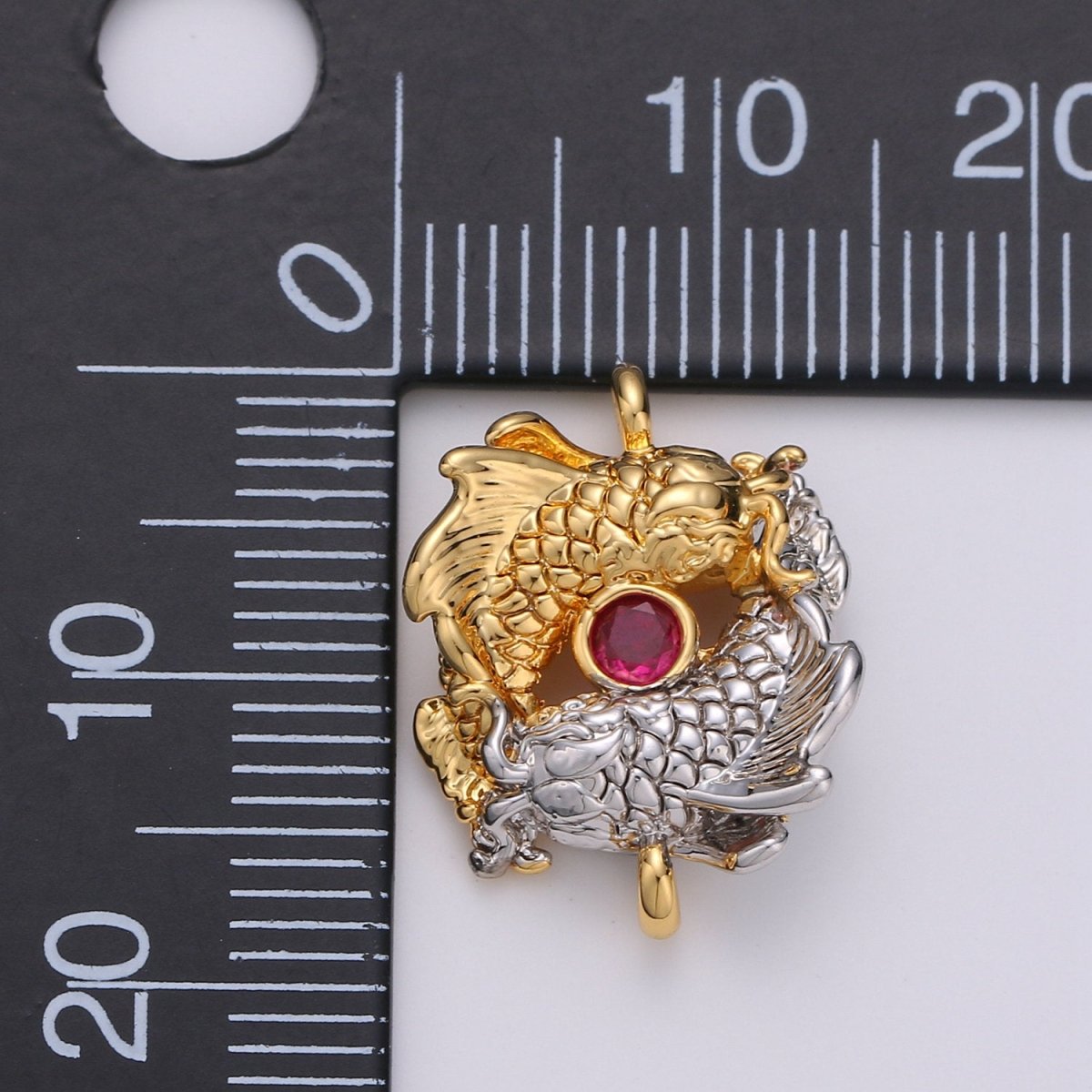 24K Gold Filled Fish koi Spacer, Lucky Fish Beads For Bracelet Charm Bead Connector Pendant Finding For Jewelry Making F-430
