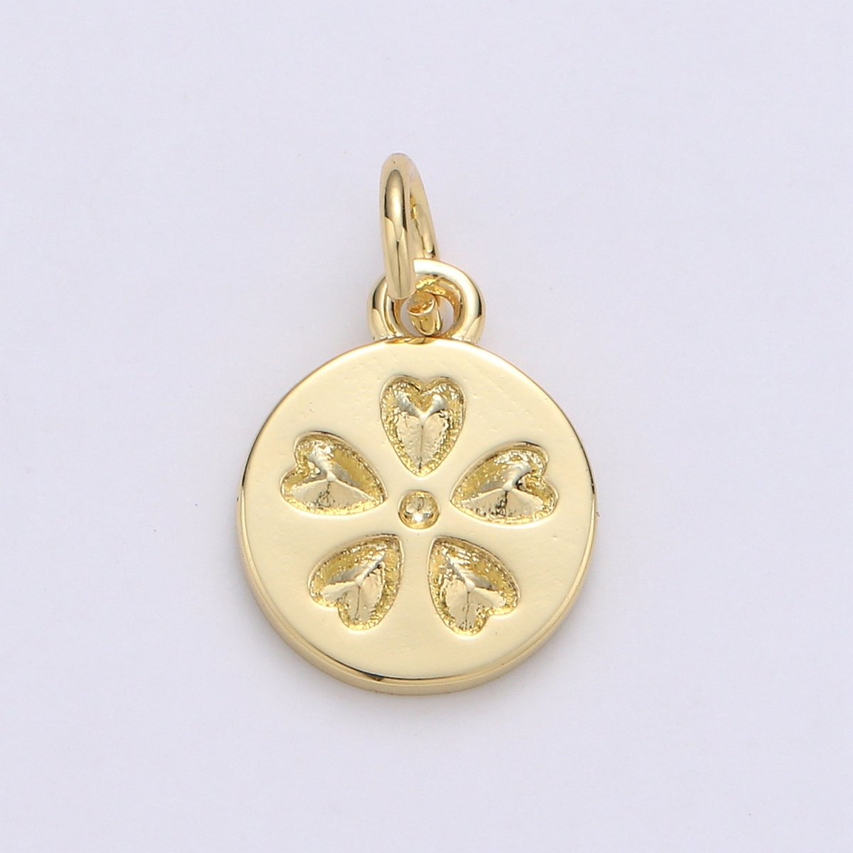 24K Gold Filled Five Leaf Clover Coin Charm D-918