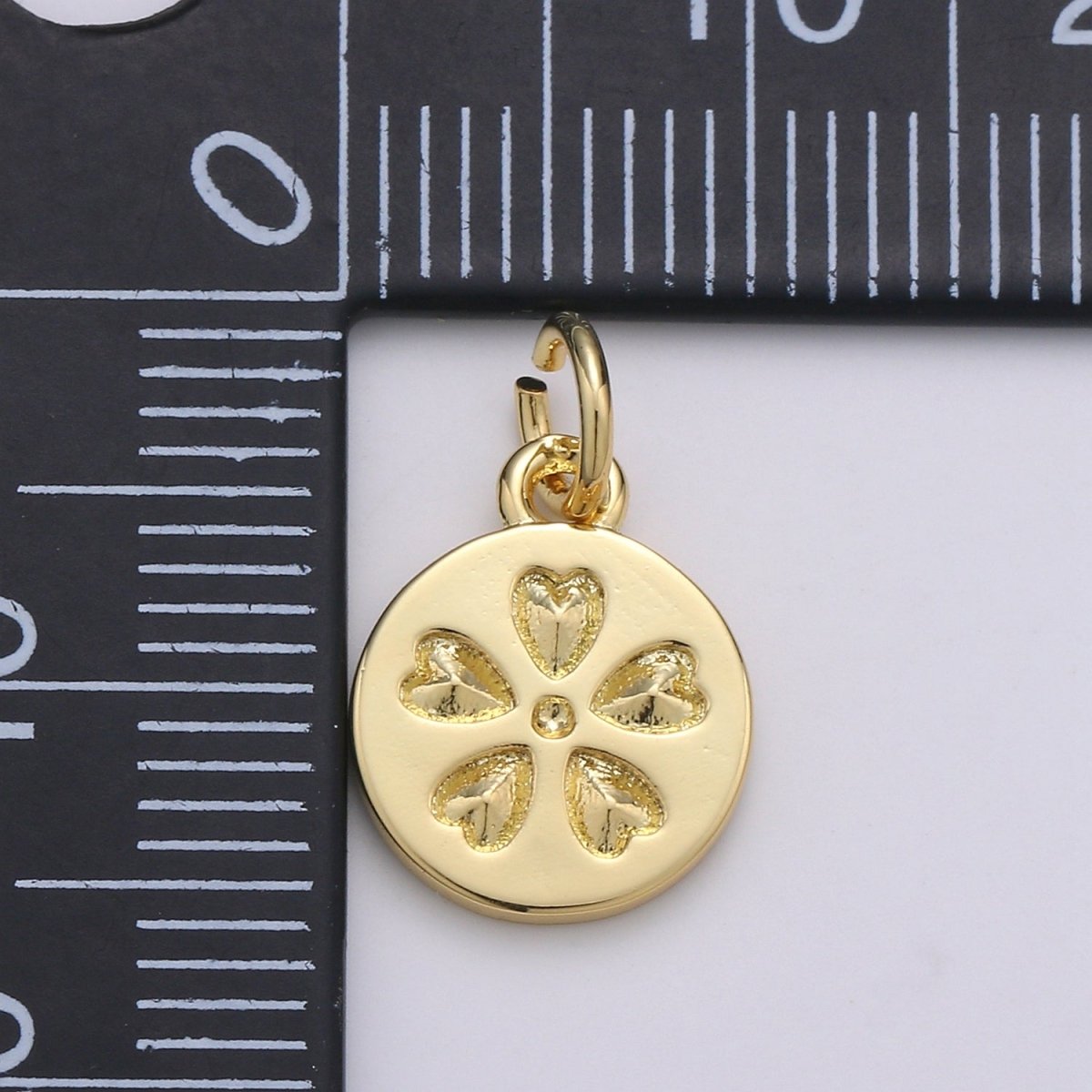 24K Gold Filled Five Leaf Clover Coin Charm D-918