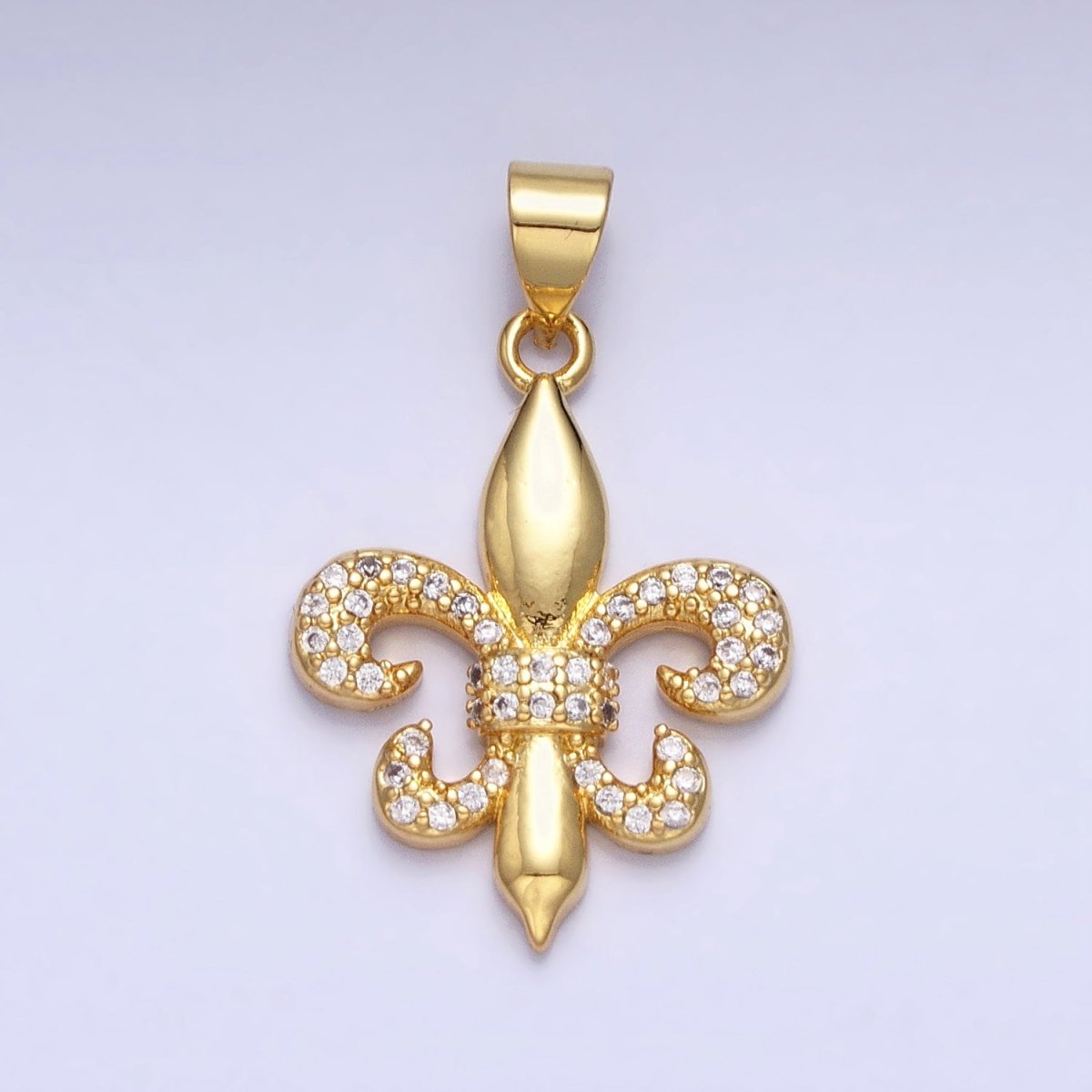 24K Gold Filled Fleur de Lis Pendant Cubic Saint New Orleans Football Team Logo Charm AA236
