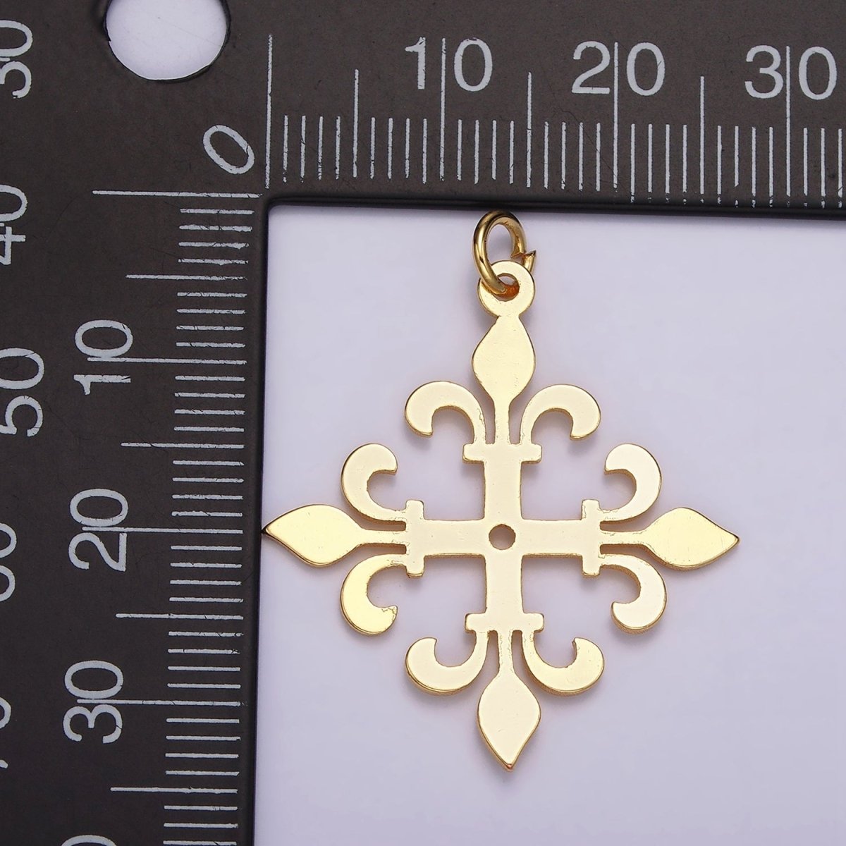 24K Gold Filled Fleur De Lis Rhombus Minimalist Charm | AC865
