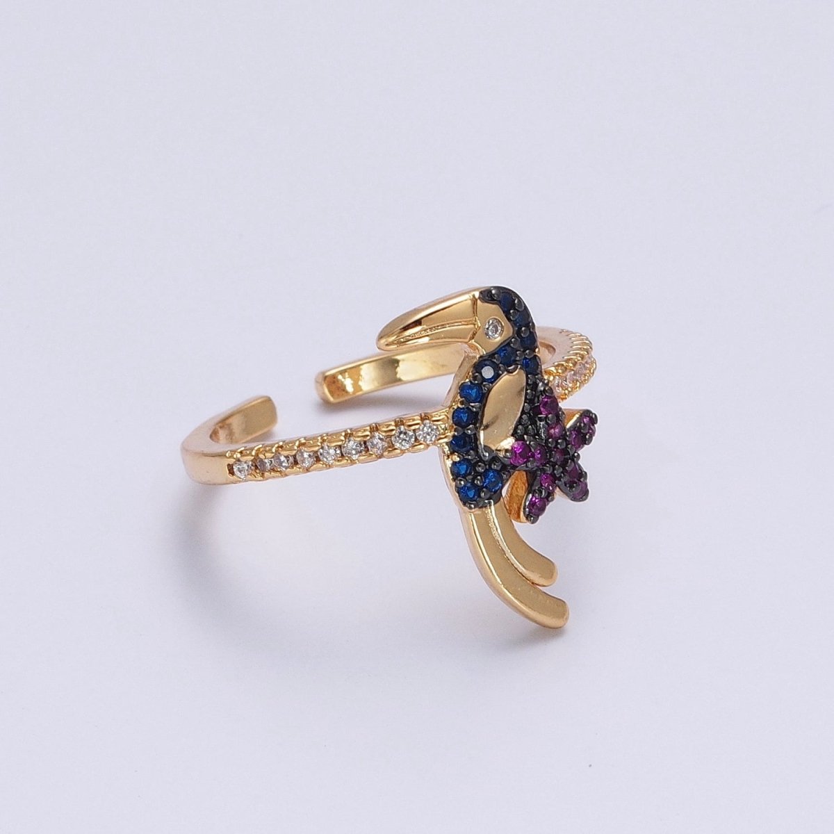 24K Gold Filled Forest Jungle Bird Animal Adjustable Ring  O-794