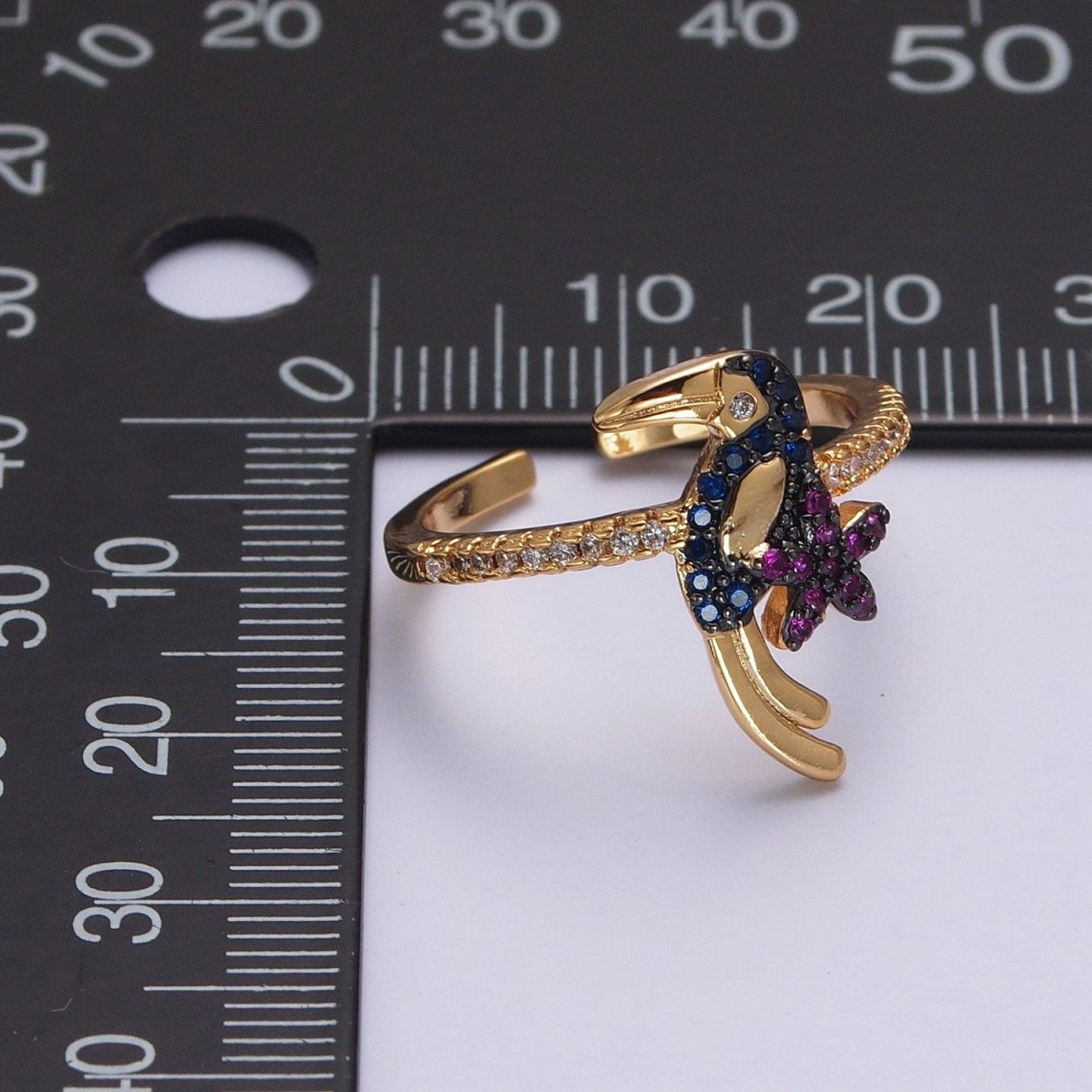 24K Gold Filled Forest Jungle Bird Animal Adjustable Ring  O-794