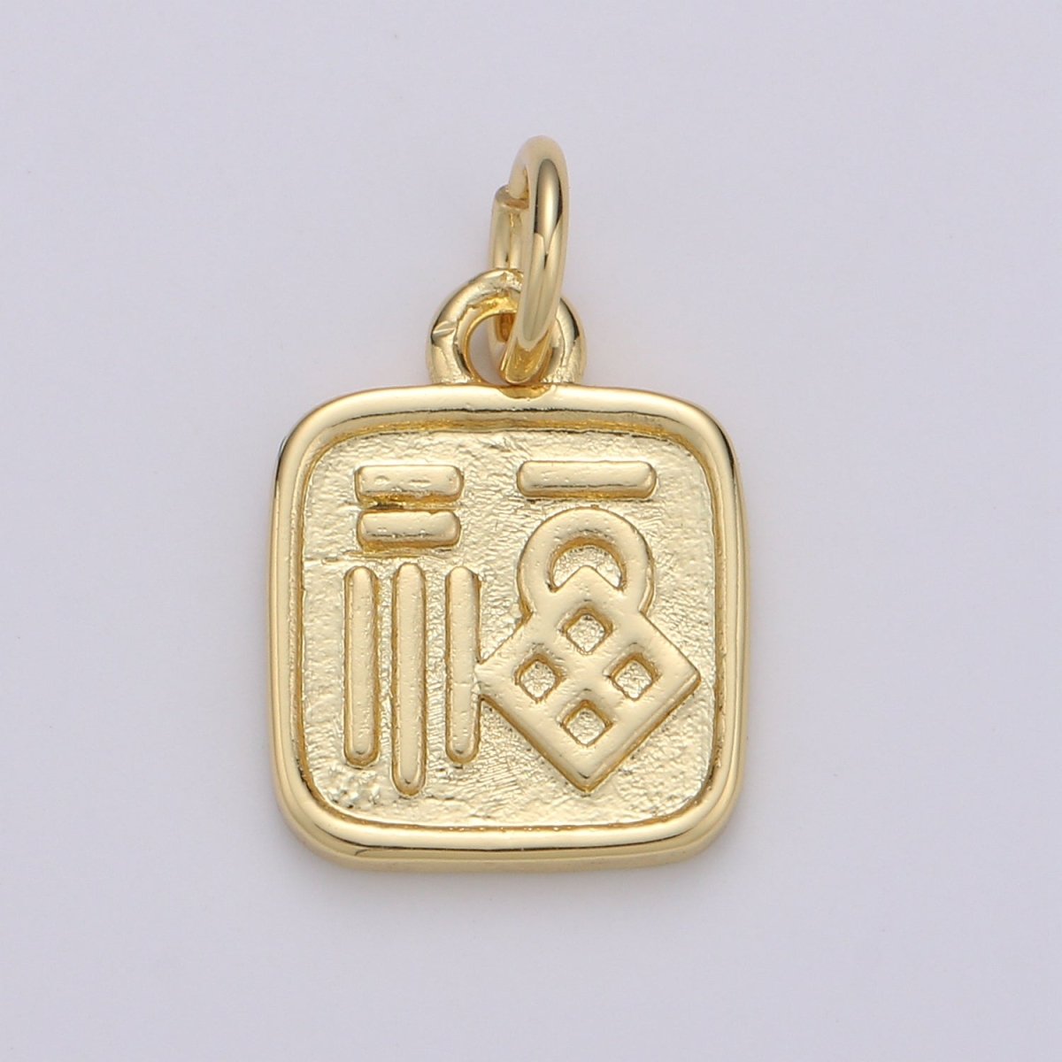 24K Gold Filled Fortune Good Luck "Fu" Chinese Character Charm E-060
