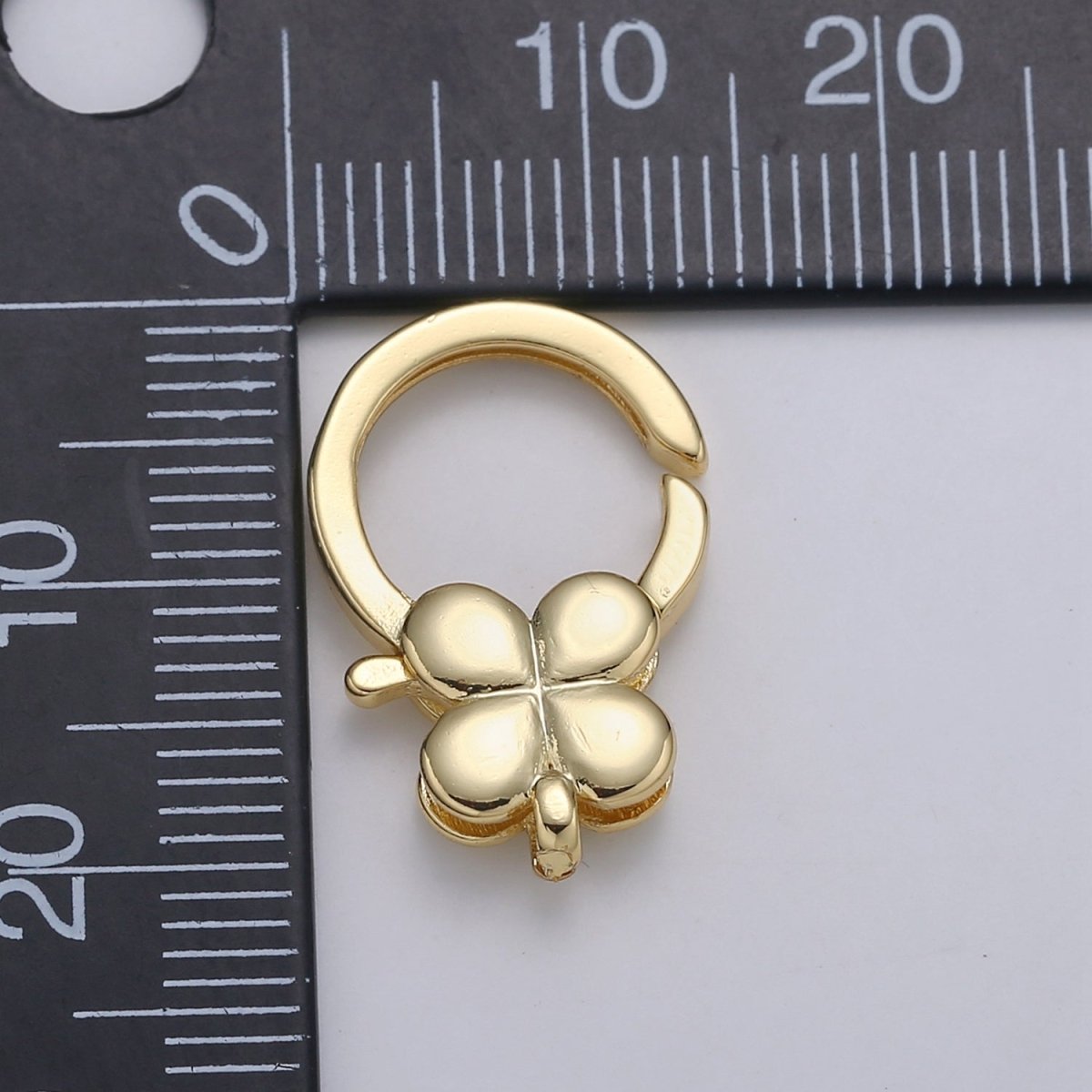 24K Gold Filled Four Clover Lobster Clasp Push Ring Gate Clasp For DIY Jewelry Making  L-182
