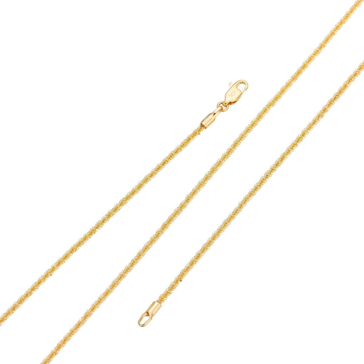24K Gold Filled Foxtail Wheat Chain Necklace, 20 inch Foxtail Finished Necklace For Jewelry Making, Dainty 2.3mm Foxtail Necklace w/ Lobster Clasps | CN-304  Clearance Pricing
