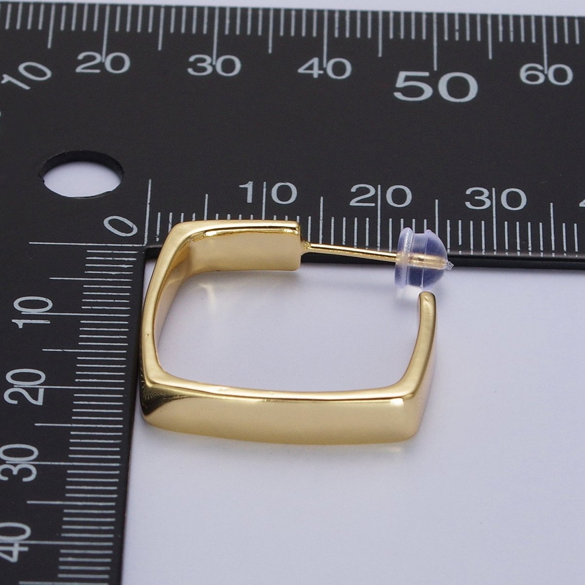 24K Gold Filled Geometric Boxy J-Shaped Hoop Earrings | V034