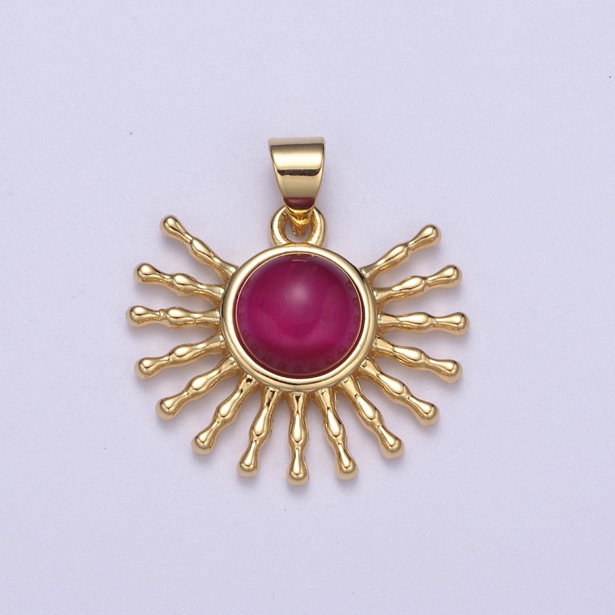 24K Gold Filled Geometric Sun Pendant Necklace, Sunray Charm, Celestial Sunbeam Inspired H-114 H-116 - H-117