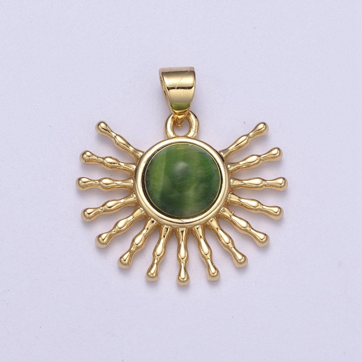 24K Gold Filled Geometric Sun Pendant Necklace, Sunray Charm, Celestial Sunbeam Inspired H-114 H-116 - H-117