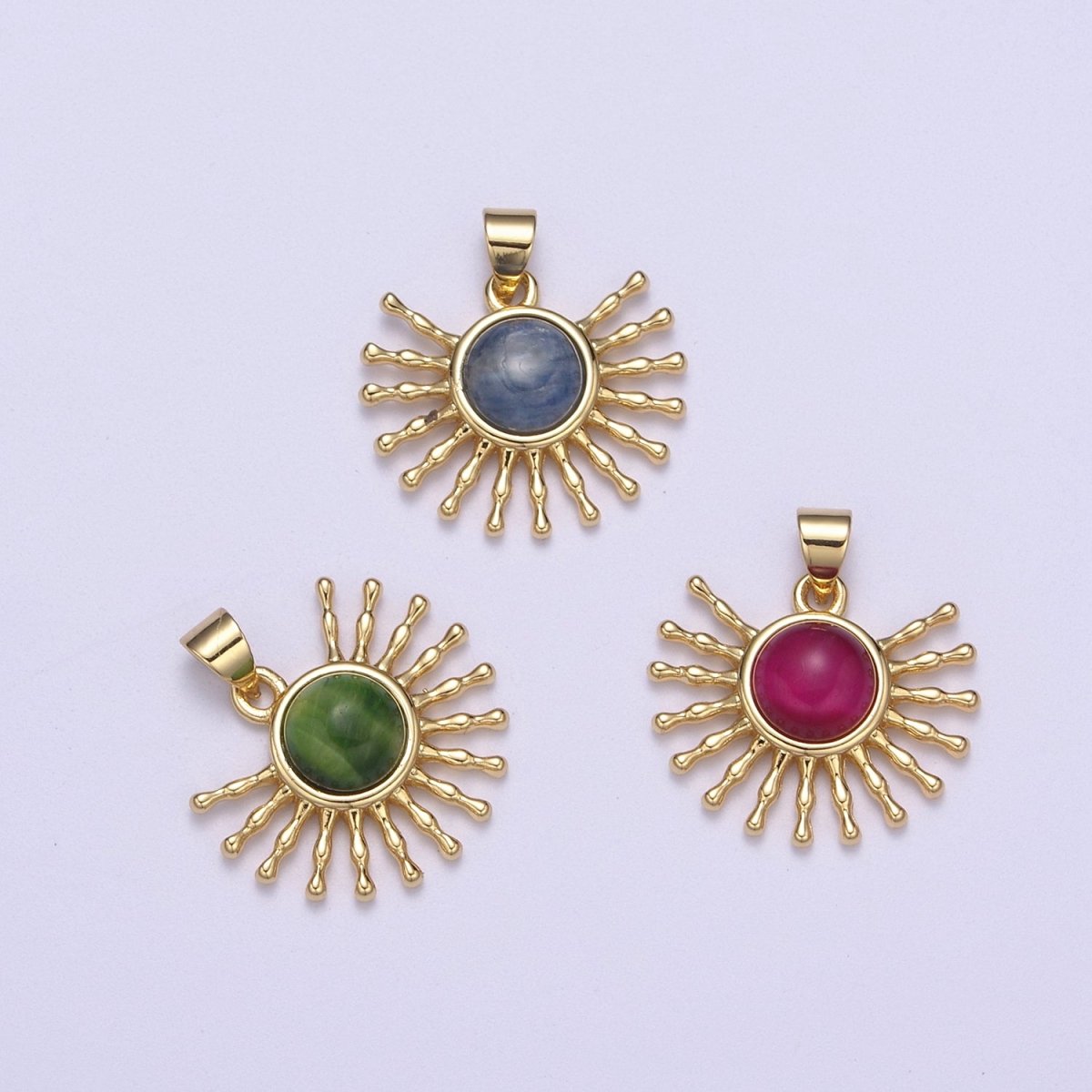 24K Gold Filled Geometric Sun Pendant Necklace, Sunray Charm, Celestial Sunbeam Inspired H-114 H-116 - H-117