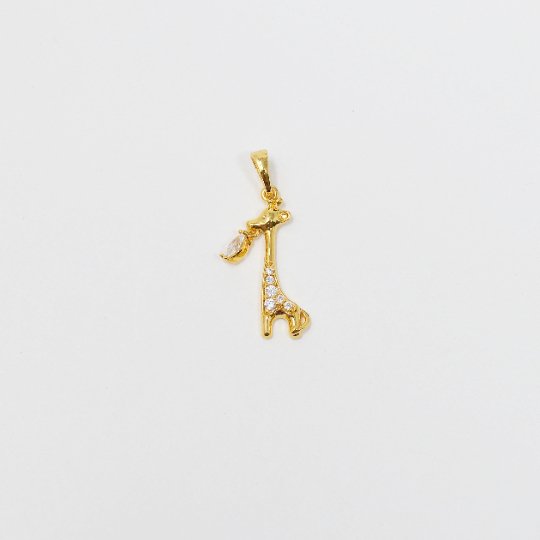 24k Gold Filled Giraffe Charm Giraffes African Safari 3D Pendant Animal Charm for Kids Jewelry Micro Pave Charm Necklace, J-216