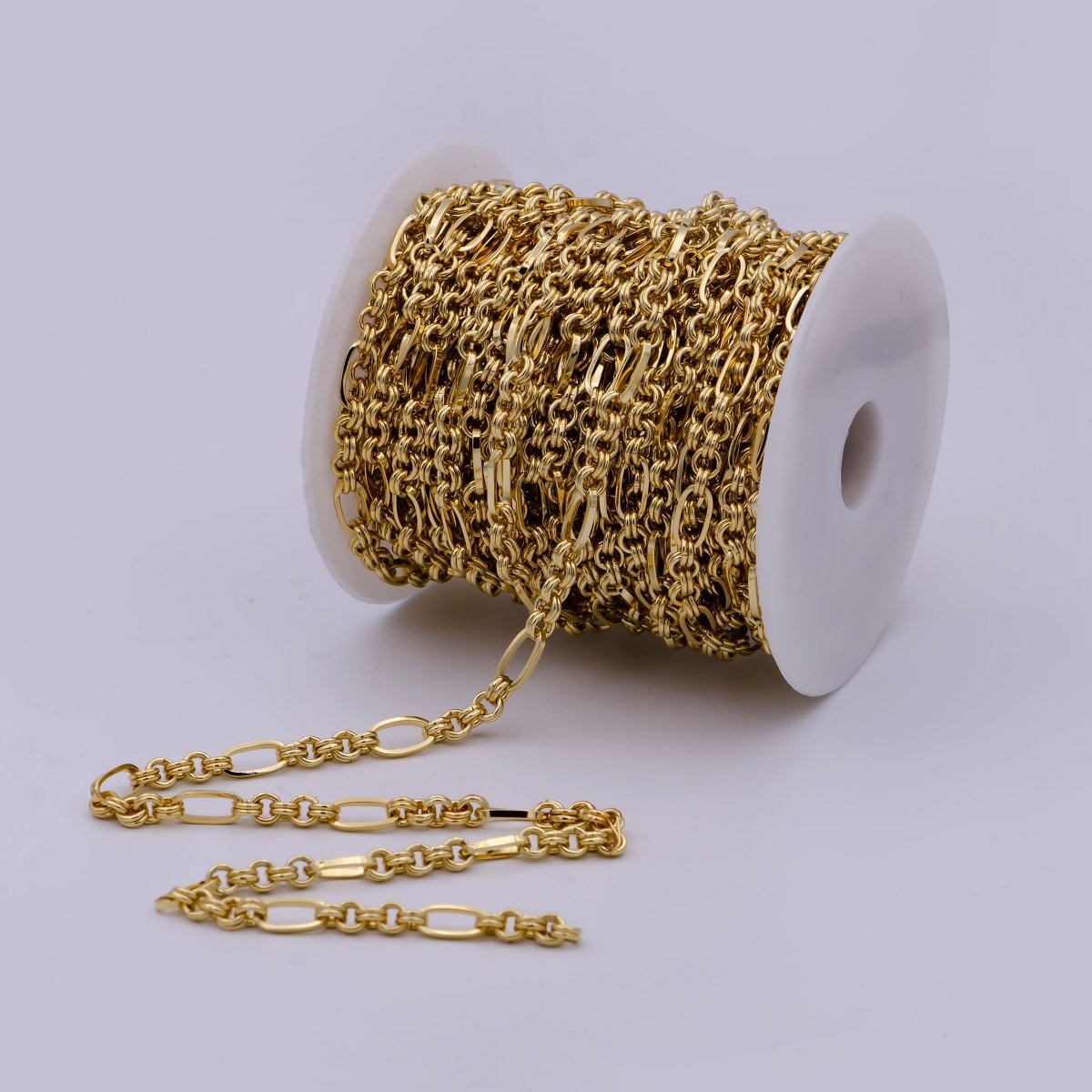 24K Gold Filled Gold Chunky Cable Chain, Double Rolo Link Chain,  Unfinished Chain by Yard For Jewelry Making | ROLL-573 Clearance Pricing