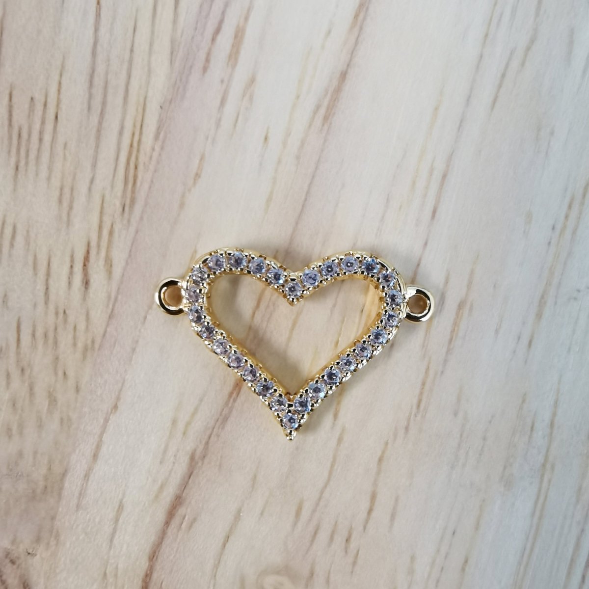 24K Gold Filled Golden Heart Love Connector Micro Pave CZ DIY Charm Necklace Bracelet Earrings Findings for Jewelry Making F-419