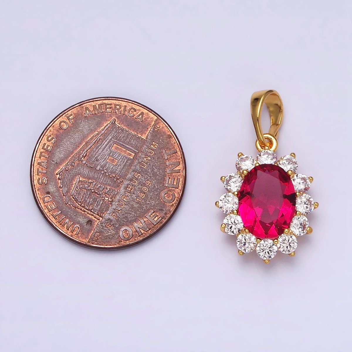 24K Gold Filled Green, Blue, Red CZ Flower Celestial Sun Pendant | AA520 - AA522