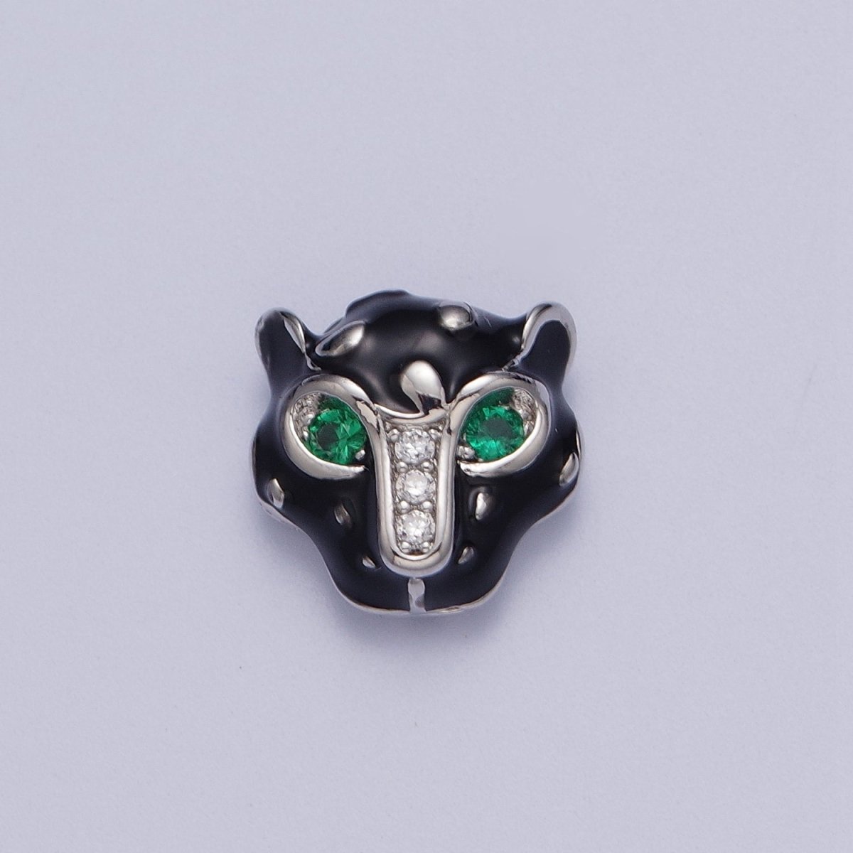 24K Gold Filled Green Eyed Black Panther Enamel Spacer Bead in Rose Gold, Black, Gold, Silver | B-010 B-013 B-005 B-046