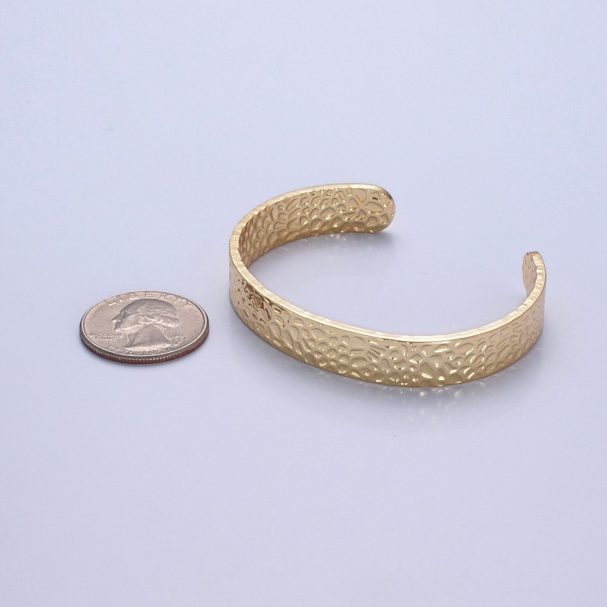 24K Gold Filled Hammered Bangle Bracelet in Gold & Silver | WA-986 Clearance Pricing