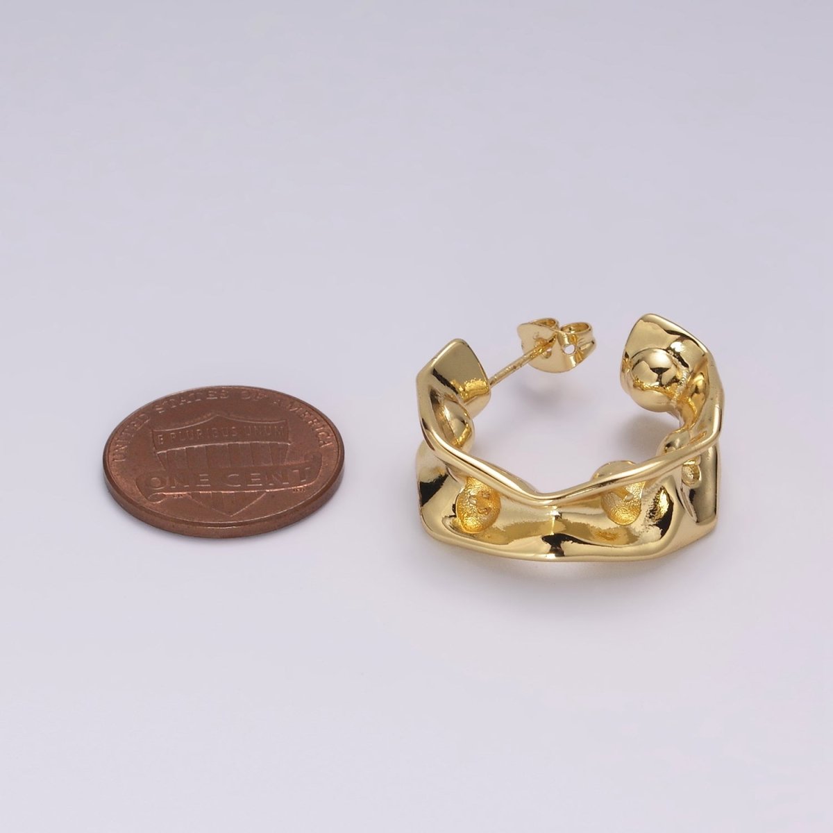 24K Gold Filled Hammered C Shape Earring | T-229