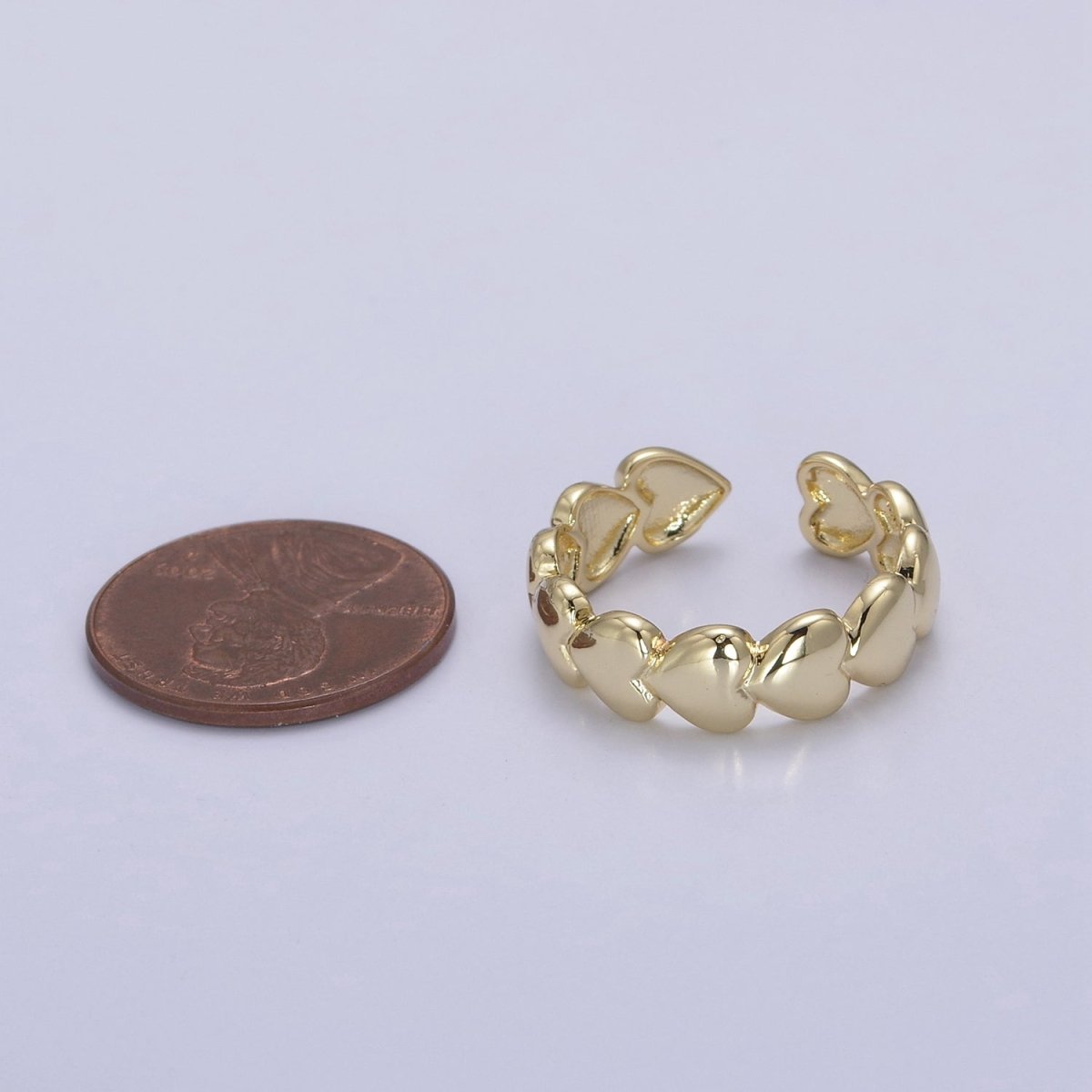 24K Gold Filled Heart Adjustable Ring, Multi Heart Love Friendship Ring For Valentine's U-532