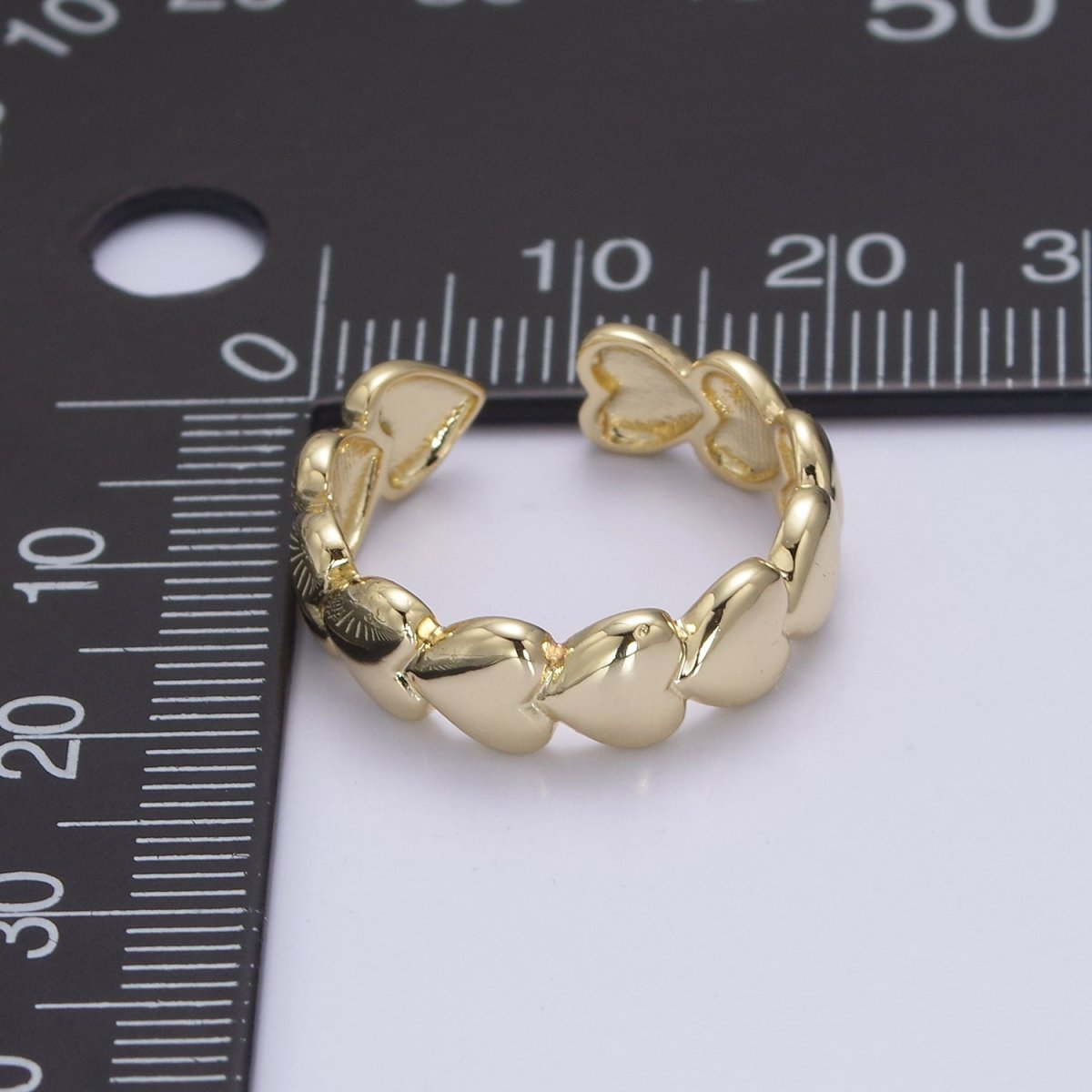 24K Gold Filled Heart Adjustable Ring, Multi Heart Love Friendship Ring For Valentine's U-532