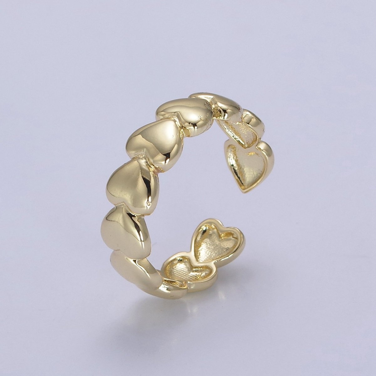 24K Gold Filled Heart Adjustable Ring, Multi Heart Love Friendship Ring For Valentine's U-532