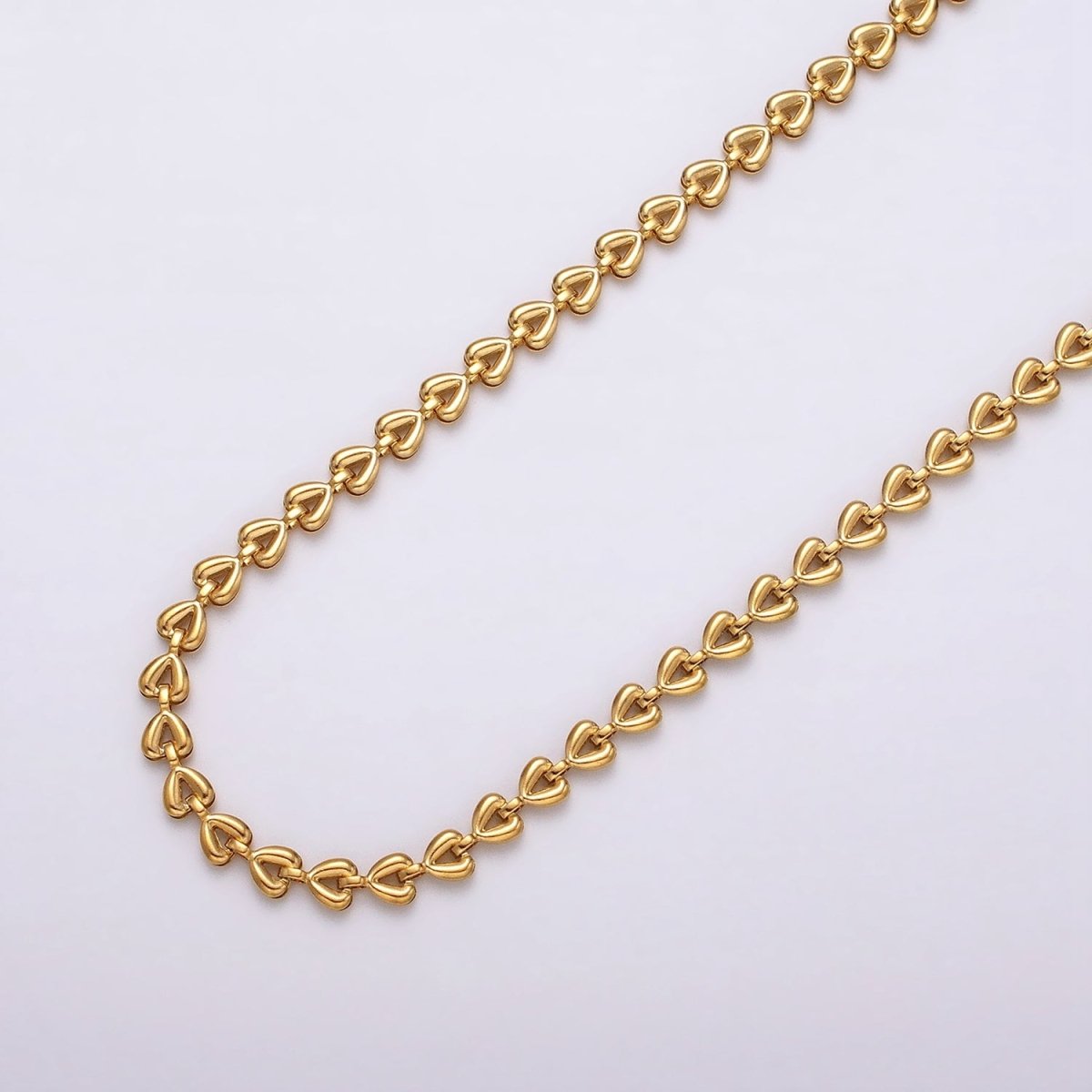 24k Gold Filled Heart Cable Chain Link Unfinished Yard Chain in Gold & Silver | ROLL-1323 Clearance Pricing