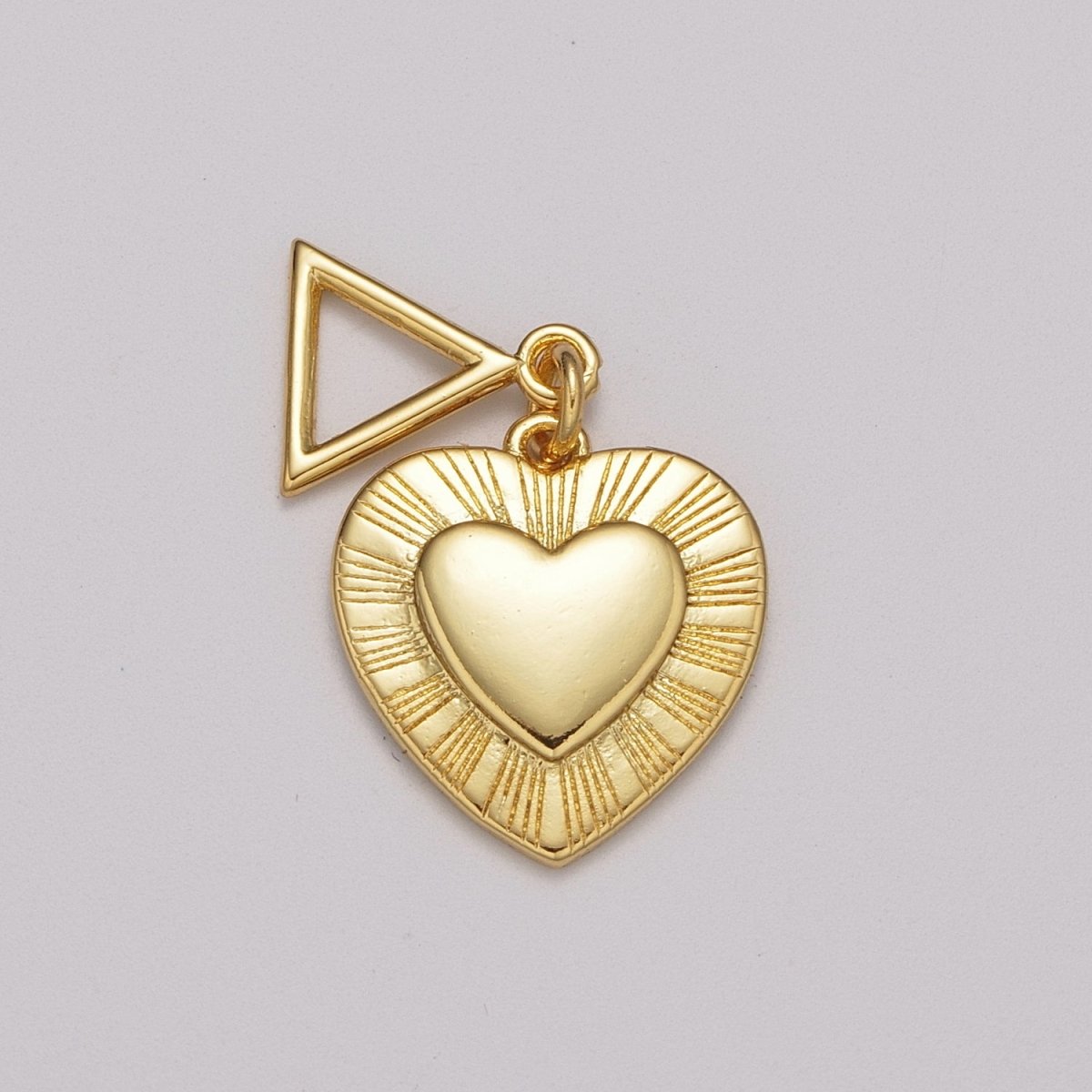 24K Gold Filled Heart Charm Sun Ray Love Pendant for Necklace Bracelet Component | M-889