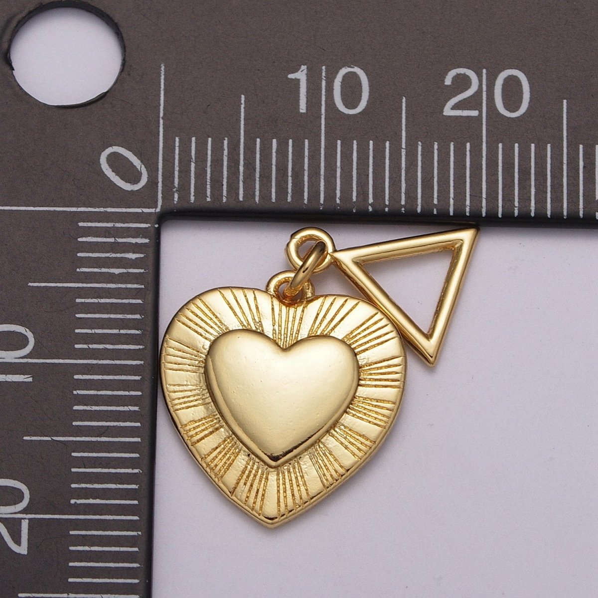 24K Gold Filled Heart Charm Sun Ray Love Pendant for Necklace Bracelet Component | M-889