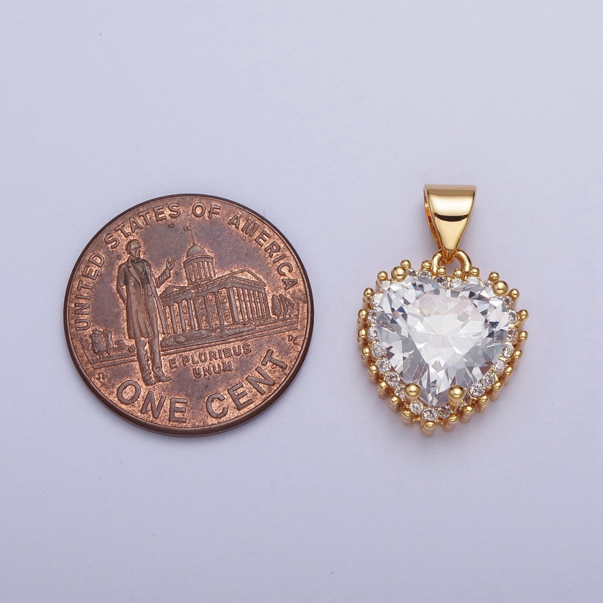 24K Gold Filled Heart Clear Cubic Zirconia Heart Pendant X-445