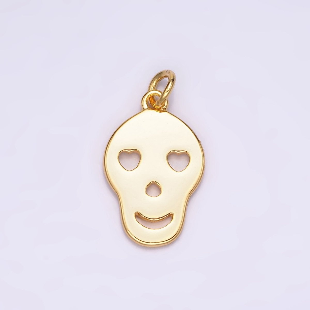 24K Gold Filled Heart Eyes Skeleton Skull Minimalist Charm | AC868