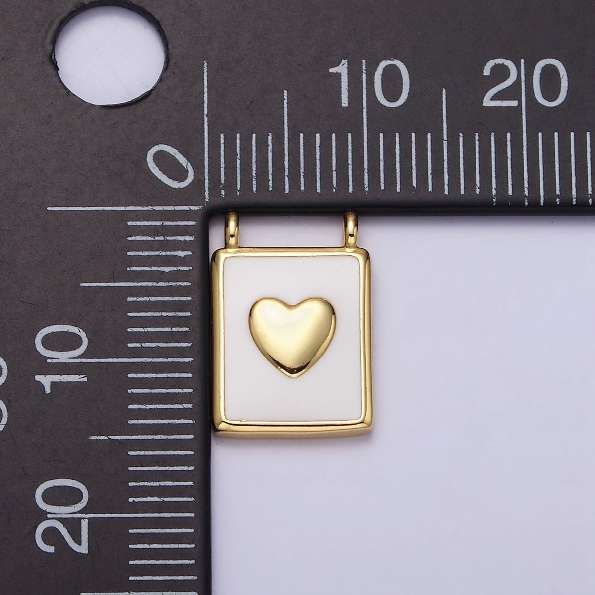 24K Gold Filled Heart White Enamel Tag Connector | Y-757