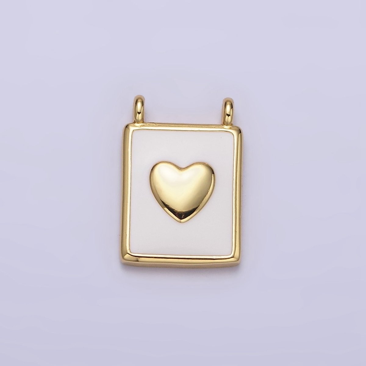 24K Gold Filled Heart White Enamel Tag Connector | Y-757