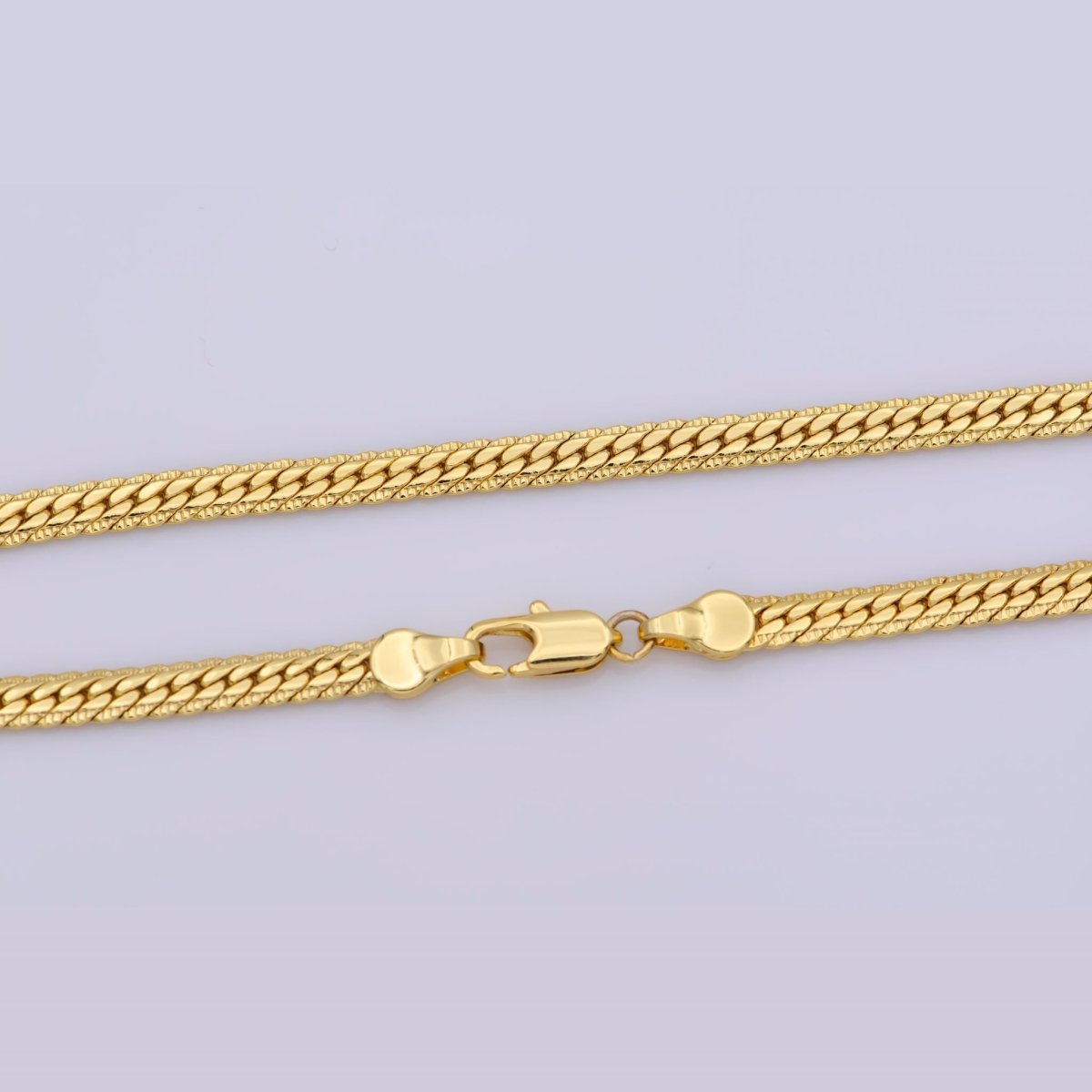 24K Gold Filled Herringbone Chain Necklace, 19.5 Finished Chain For Jewelry Making, 4mm Width Herringbone Necklace w/ Lobster Clasps | CN-366  Clearance Pricing