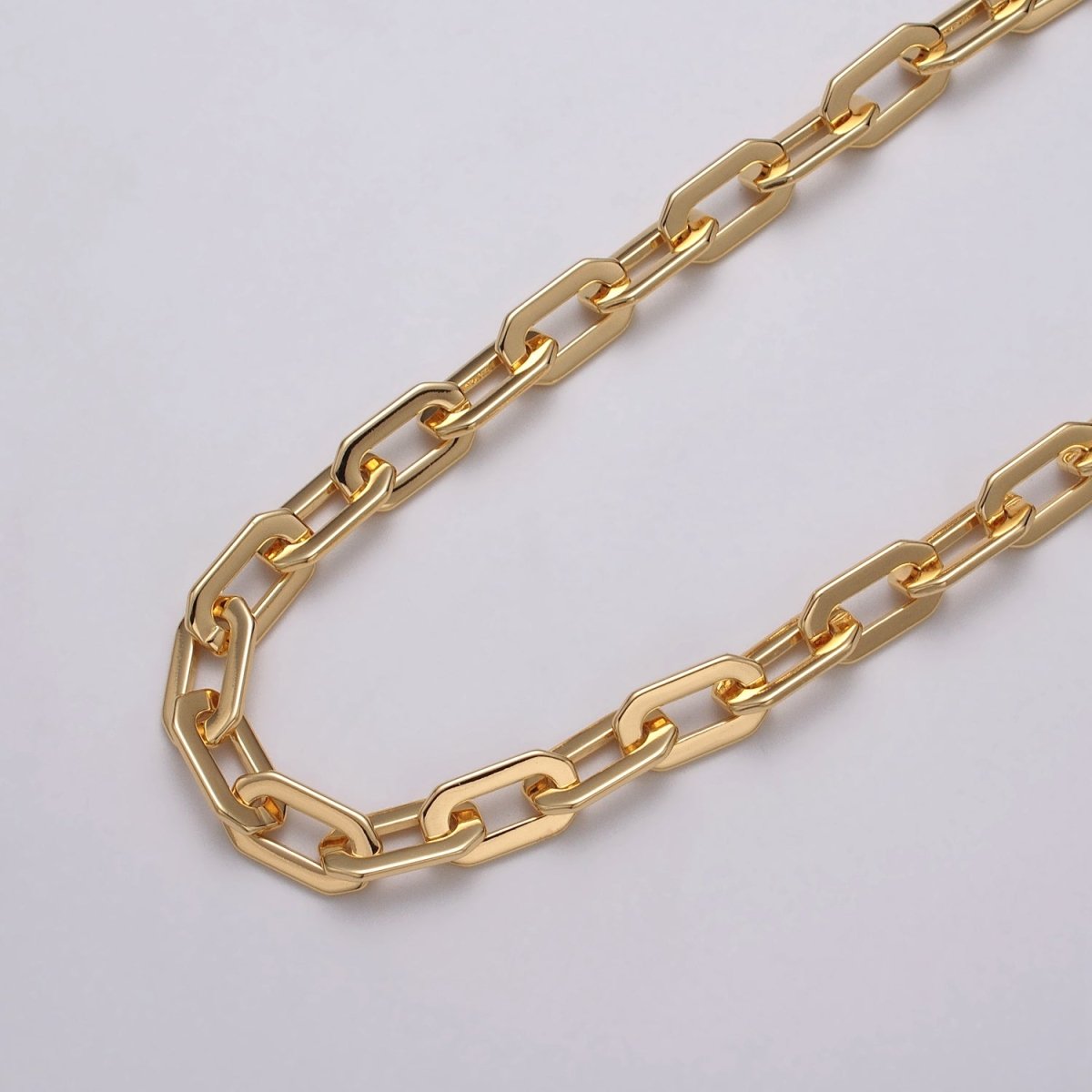 24k Gold Filled Hexagonal PaperClip Unfinished 9mm Chain by Yard in Gold & Silver | ROLL-1126 ROLL-1195 Clearance Pricing