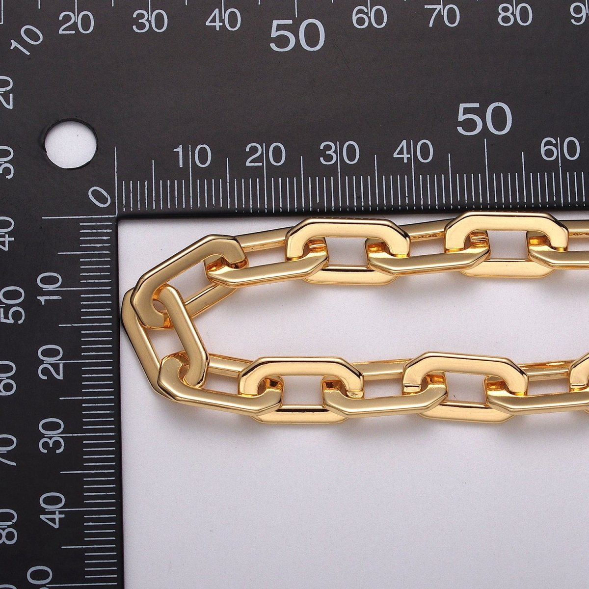 24k Gold Filled Hexagonal PaperClip Unfinished 9mm Chain by Yard in Gold & Silver | ROLL-1126 ROLL-1195 Clearance Pricing