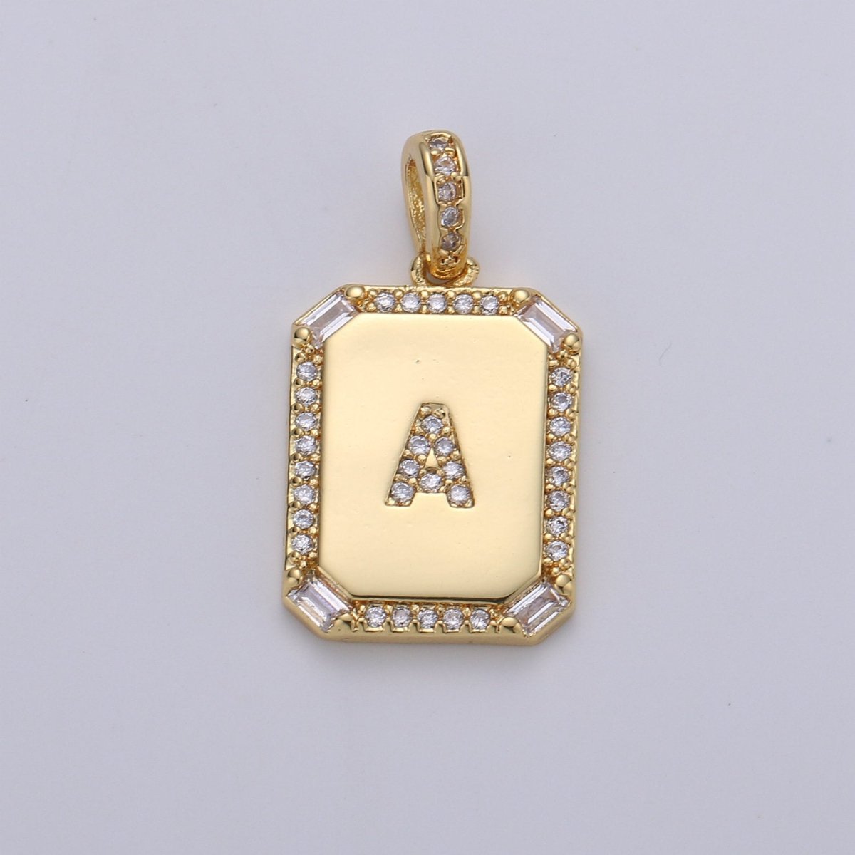 24k Gold Filled Initial Tag Letter Charm A - Z Alphabet Letter Drop Charm Pendant Personalized Charm for Necklace Jewelry Making A-781-A-806