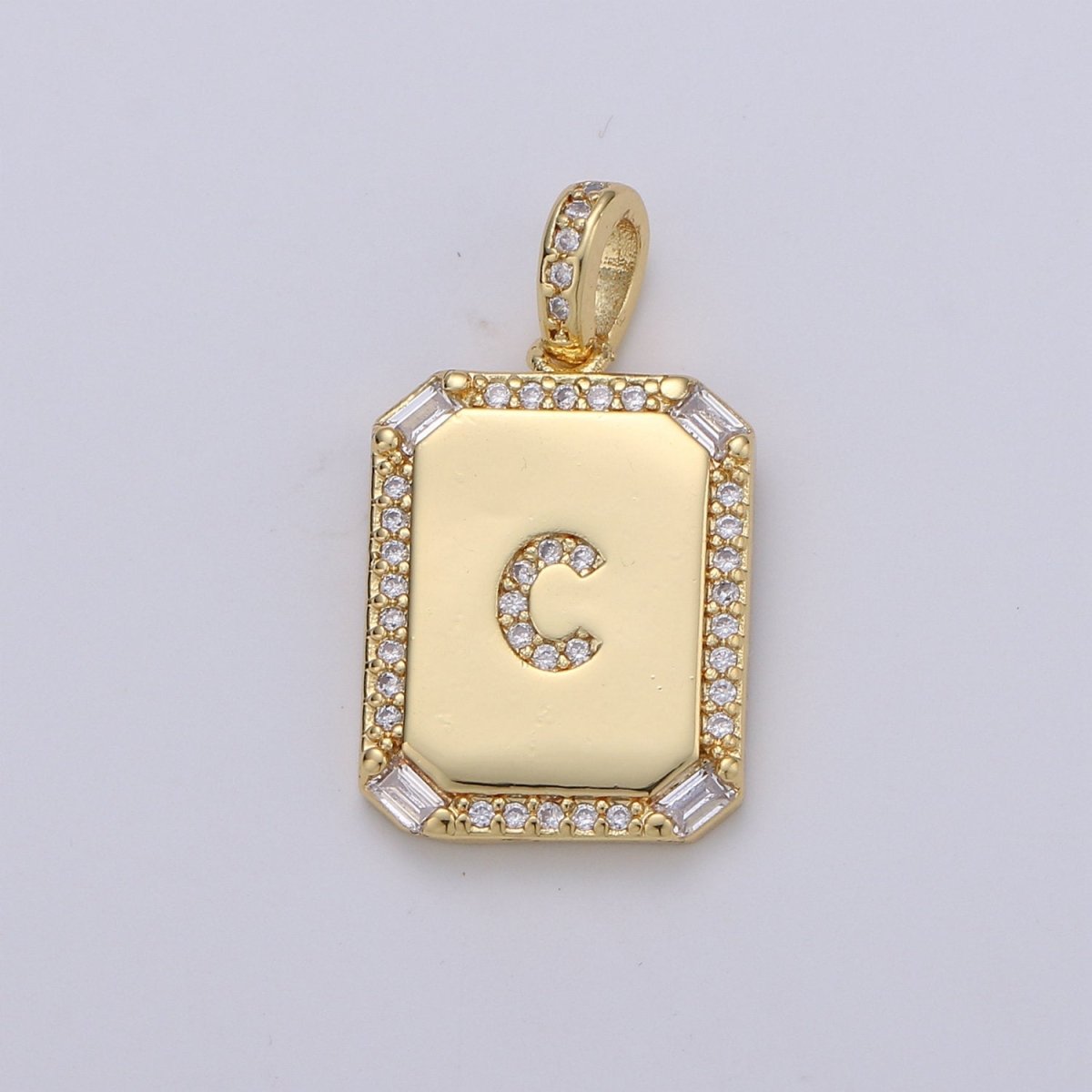 24k Gold Filled Initial Tag Letter Charm A - Z Alphabet Letter Drop Charm Pendant Personalized Charm for Necklace Jewelry Making A-781-A-806