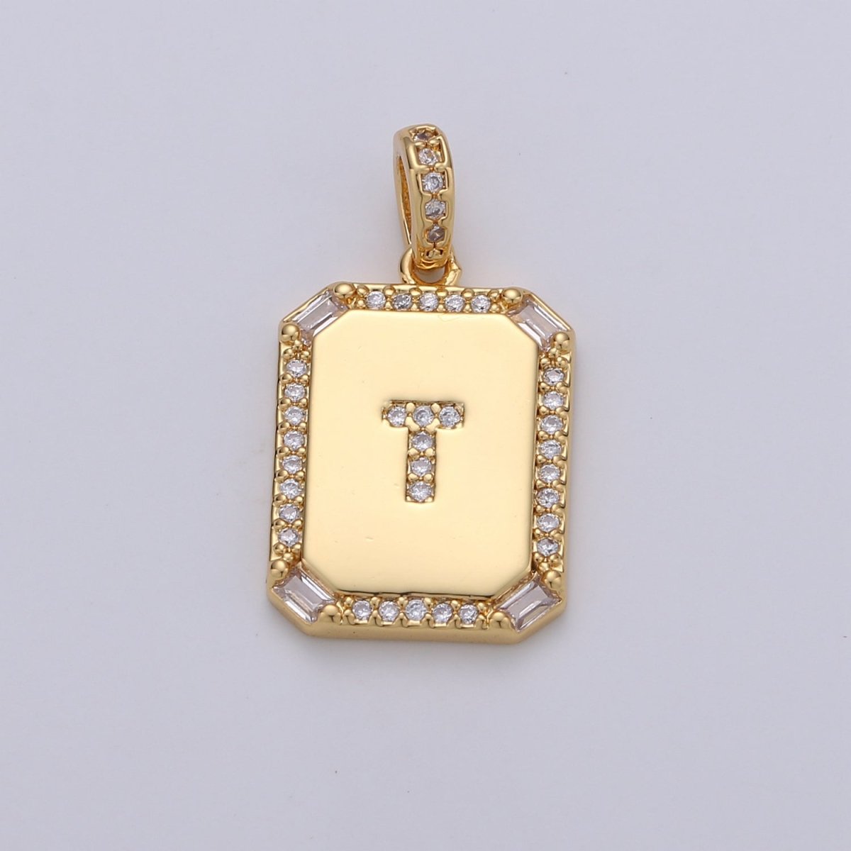 24k Gold Filled Initial Tag Letter Charm A - Z Alphabet Letter Drop Charm Pendant Personalized Charm for Necklace Jewelry Making A-781-A-806