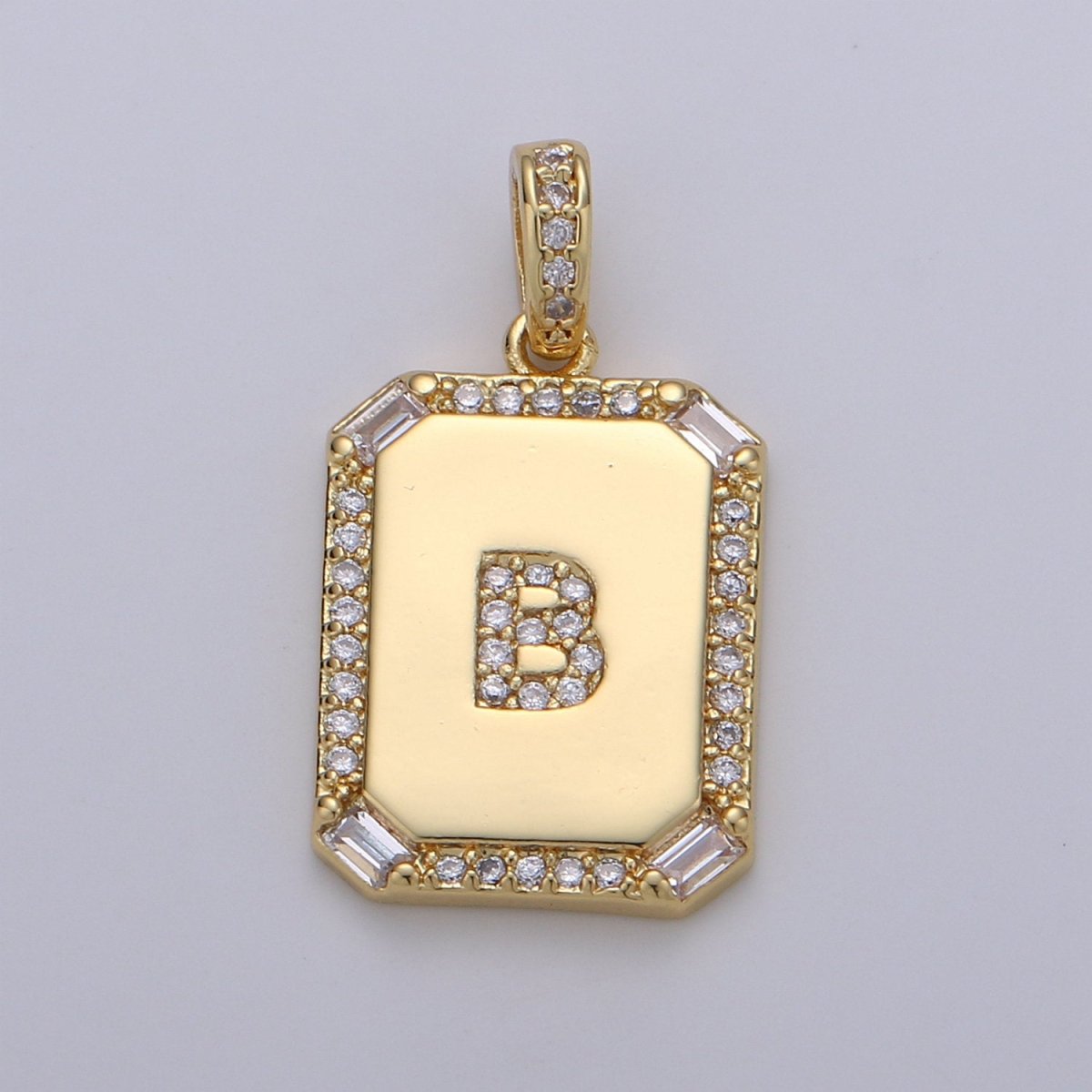24k Gold Filled Initial Tag Letter Charm A - Z Alphabet Letter Drop Charm Pendant Personalized Charm for Necklace Jewelry Making A-781-A-806