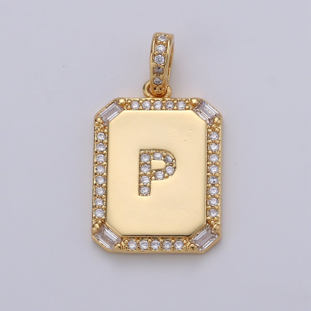24k Gold Filled Initial Tag Letter Charm A - Z Alphabet Letter Drop Charm Pendant Personalized Charm for Necklace Jewelry Making A-781-A-806