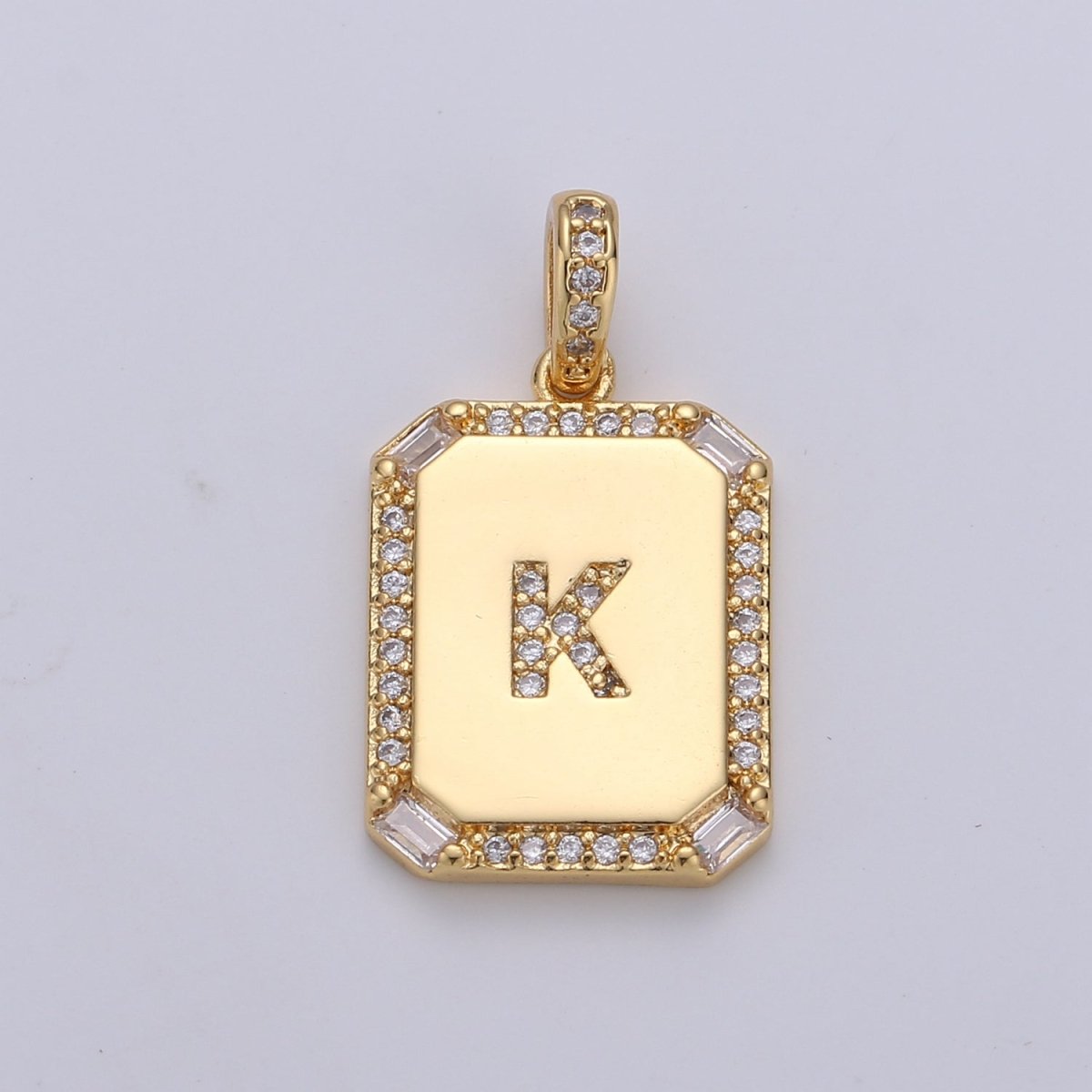 24k Gold Filled Initial Tag Letter Charm A - Z Alphabet Letter Drop Charm Pendant Personalized Charm for Necklace Jewelry Making A-781-A-806